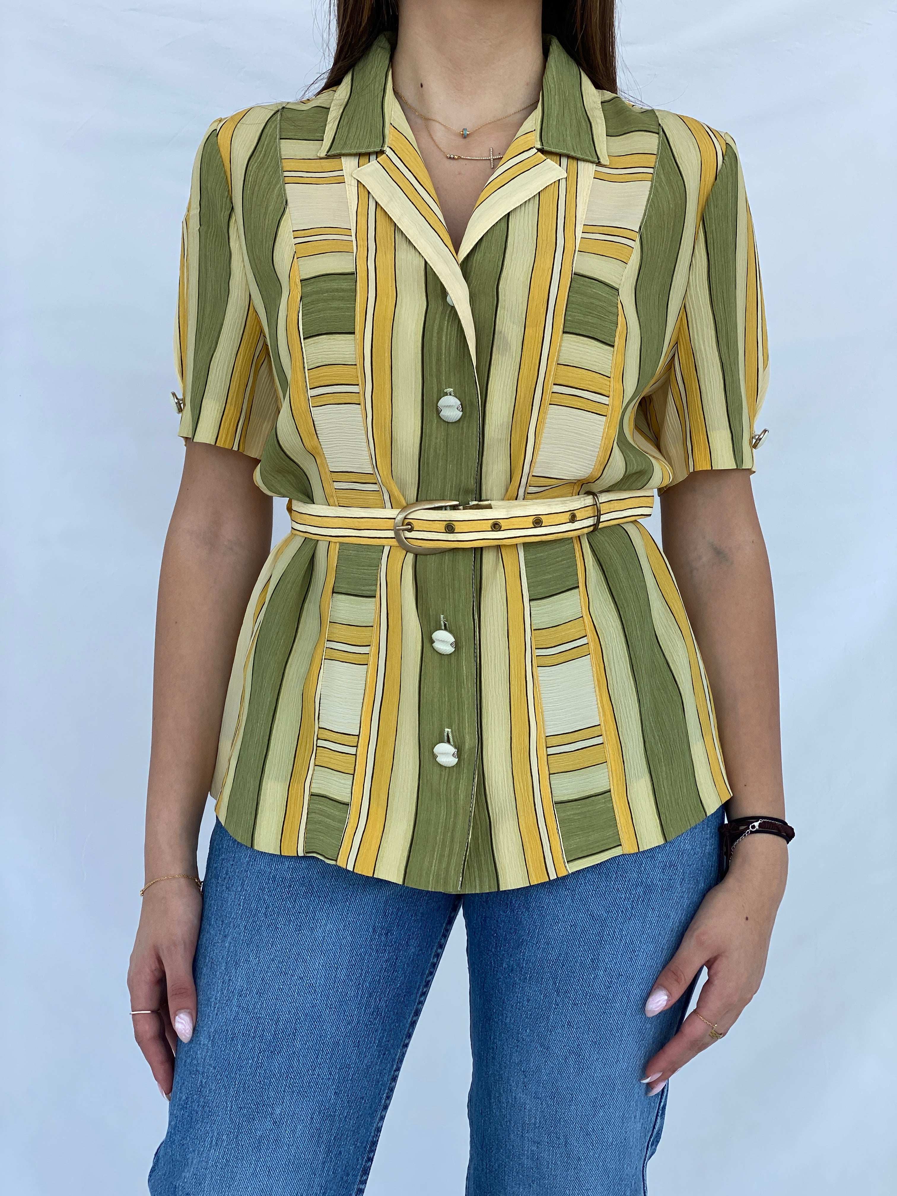 Vintage Christian Michel Striped Shirt - Size M - Balagan Vintage Half Sleeve Shirt 90s, half sleeve shirt, Juana, NEW IN, summer