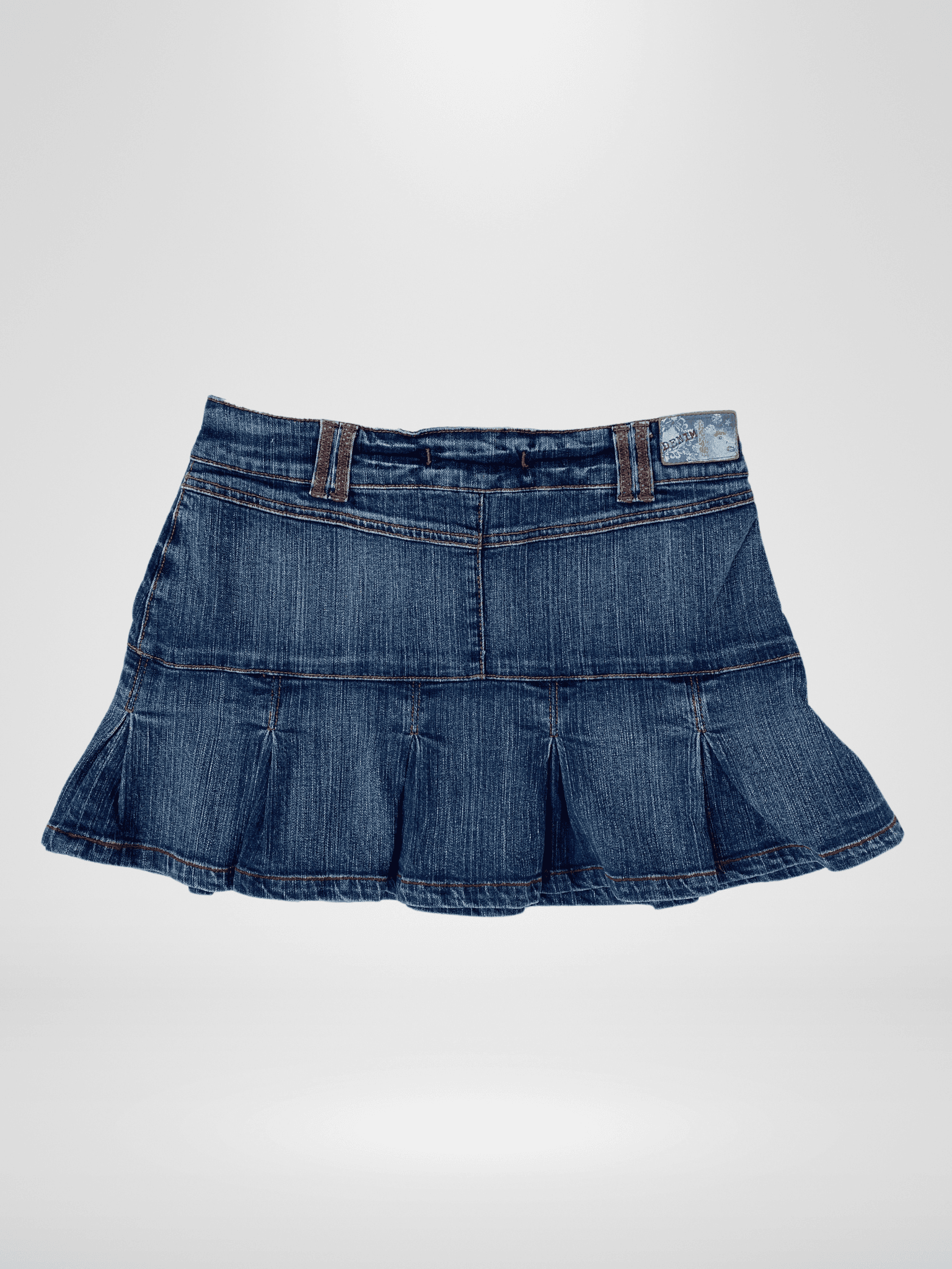 Y2K Collezione Pleated Mini Denim Skirt - M