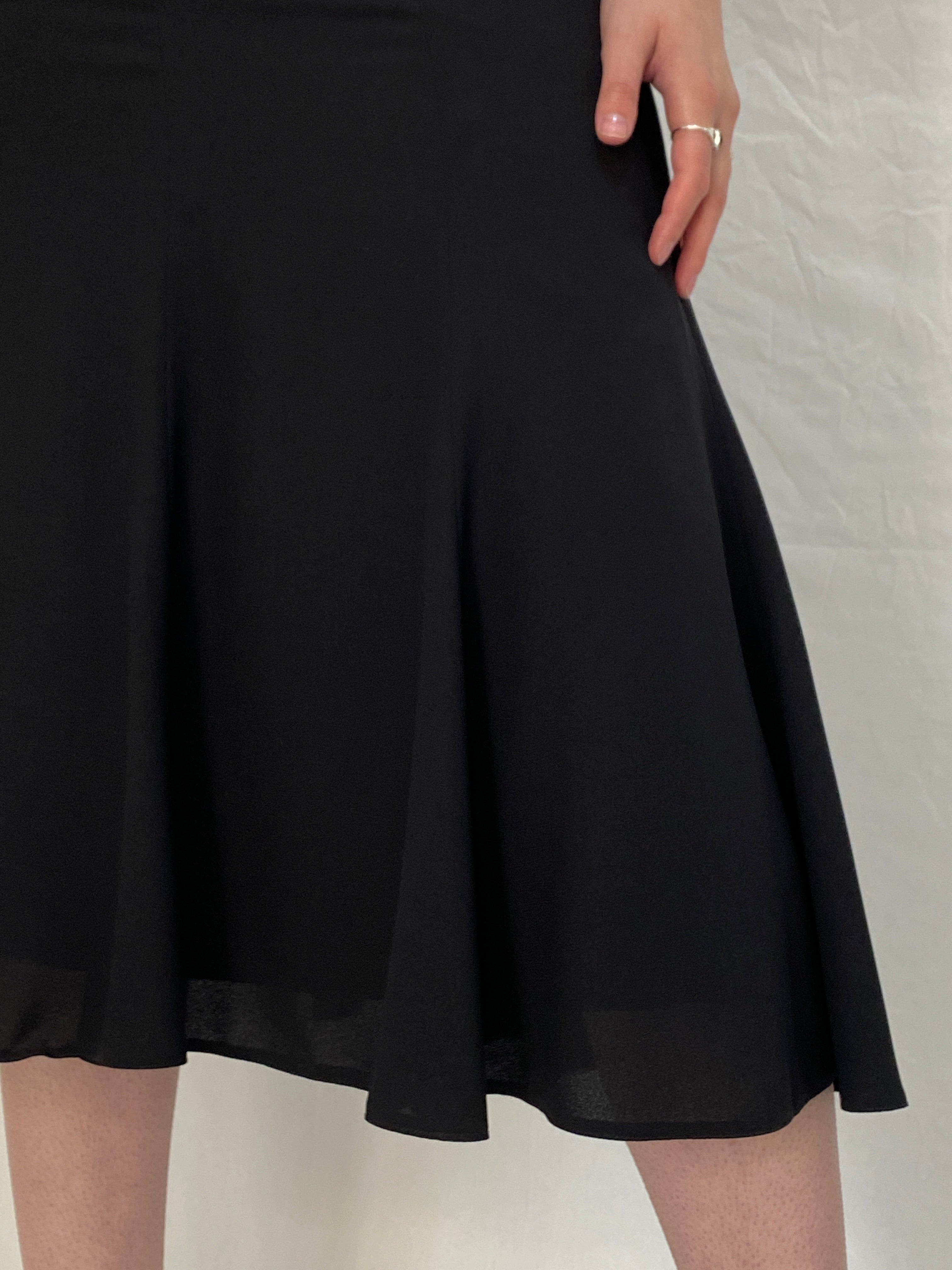 Vintage Y2K Sabena Black Flared A-Line Midi Skirt - S