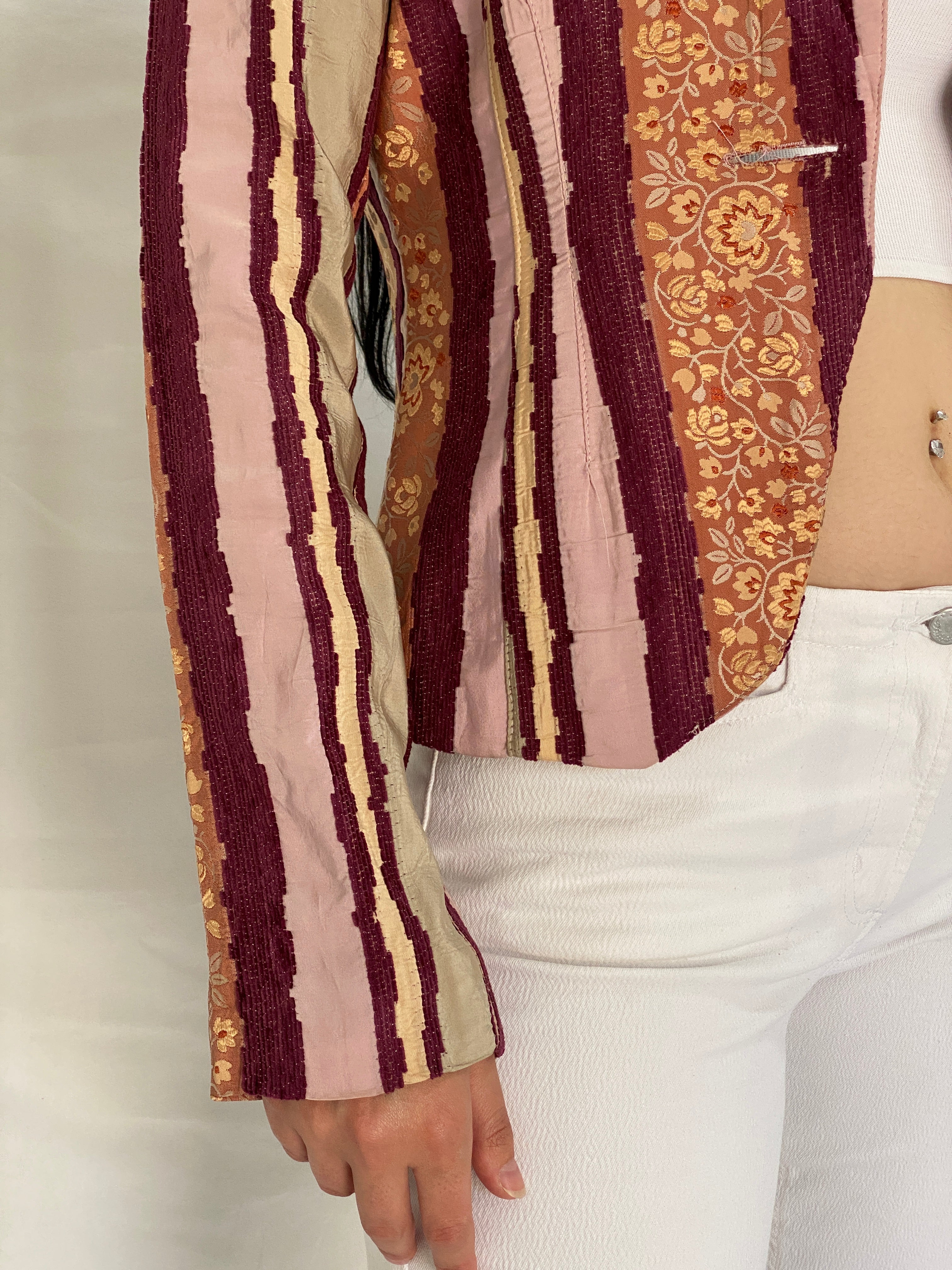 Vintage Rinascimento Patchwork Floral Blazer Pink & Maroon Tailored Jacket - S