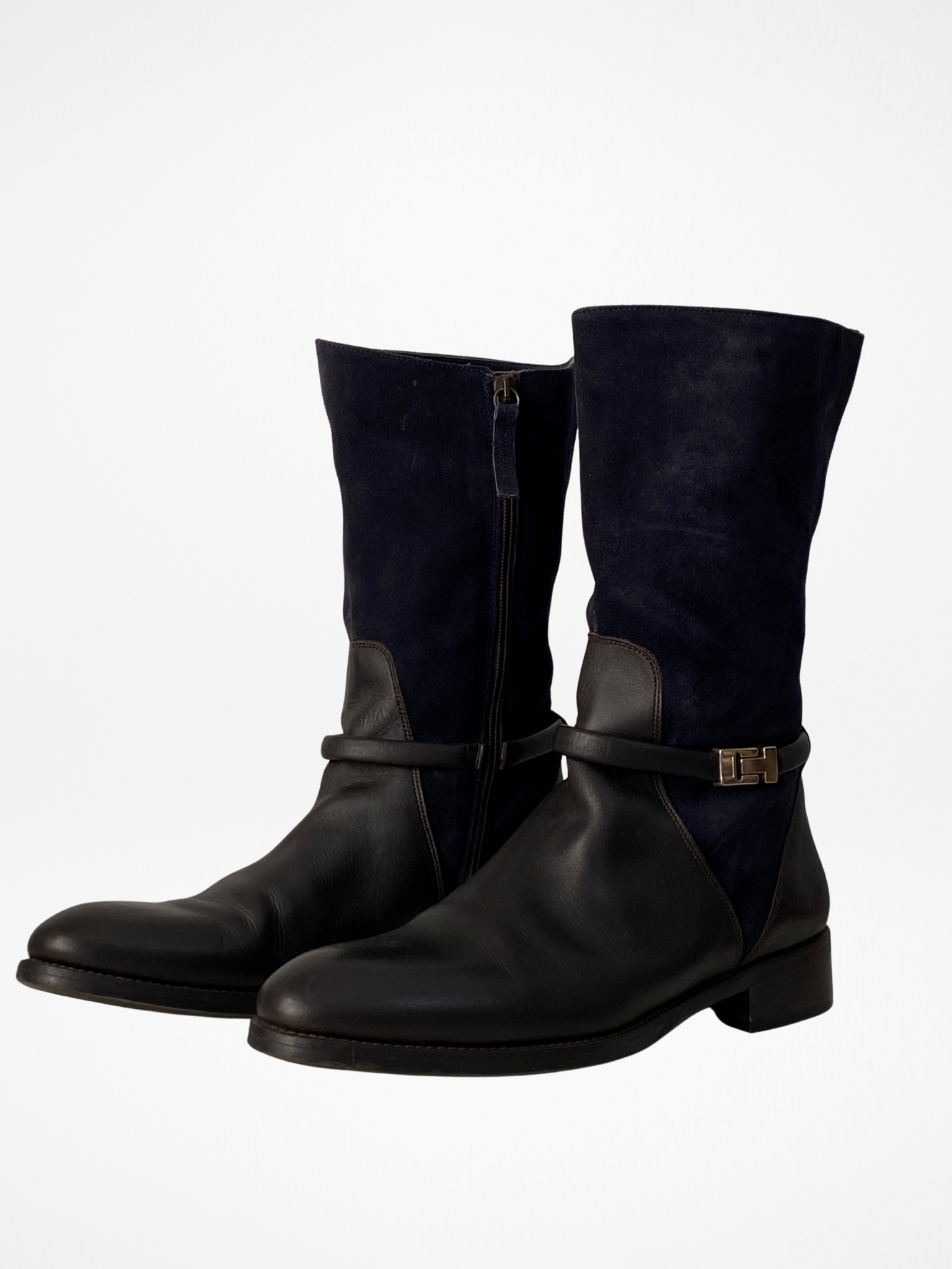 Tommy Hilfiger Hamilton Brown & Navy Leather Suede Boots – EU 41