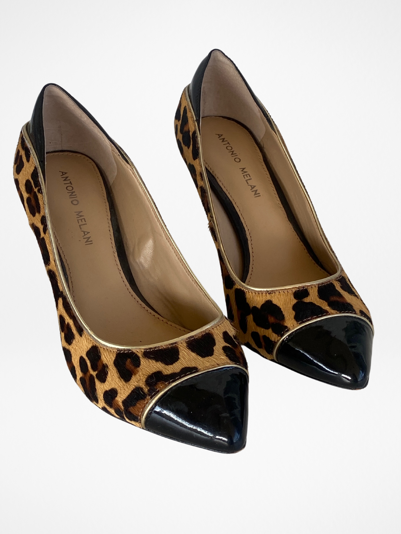 Antonio Melani Cheetah Print Real Sheared Calf Fur High Heels Leather - 39EUR