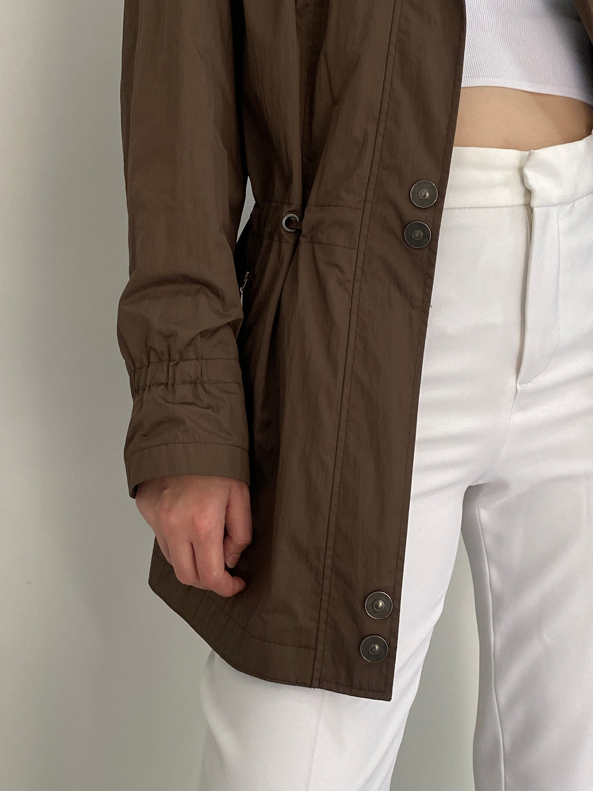 Y2K Opal Woman Chocolate Brown Lightweight Utility Trench Coat – L