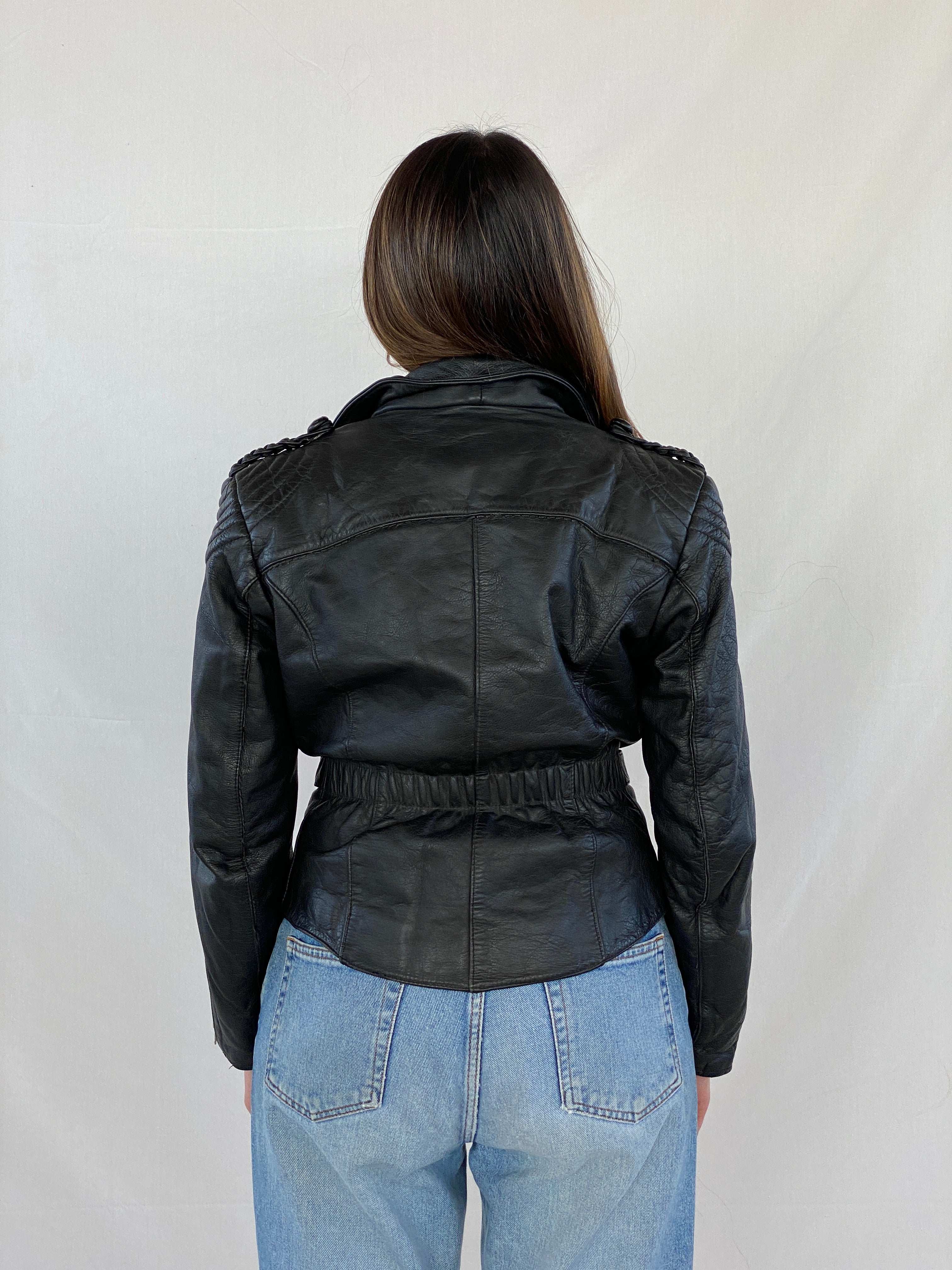 Vintage Heavy Genuine Leather Bikers Jacket - Balagan Vintage Leather Jacket 90s, black leather, genuine leather, genuine leather jacket, Juana, NEW IN