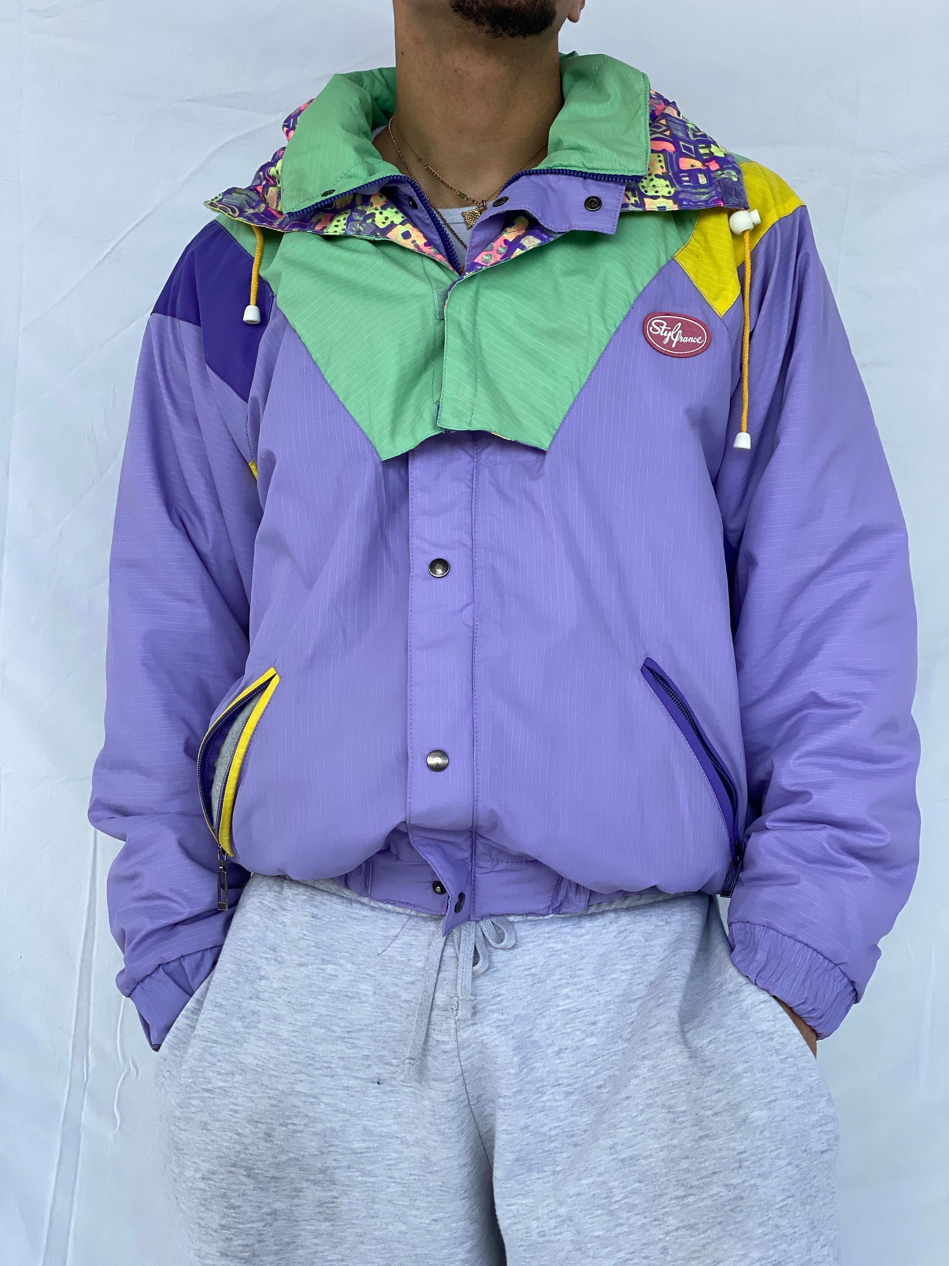 Vintage 80s STYLFRANCE Lavender Puffer Ski Jacket - Size L - Balagan Vintage Ski Jacket 80s, Abdullah, heavy jacket, puffer jacket, ski jacket, vintage jacket