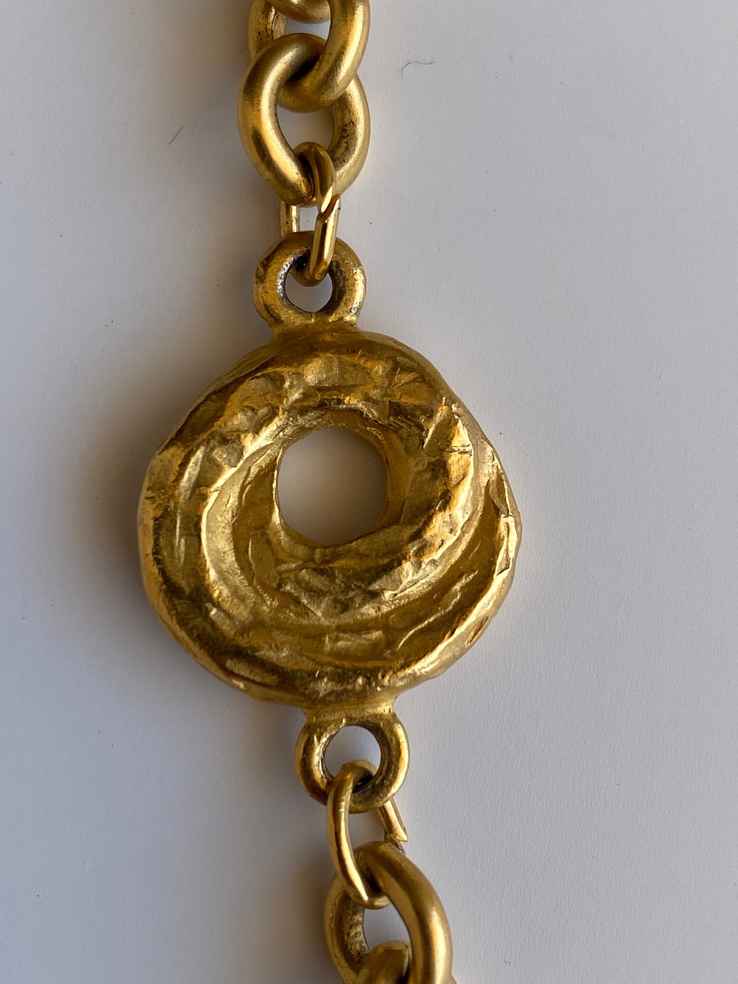Vintage Gold-Tone Textured Link Long Necklace – Convertible Chain Belt