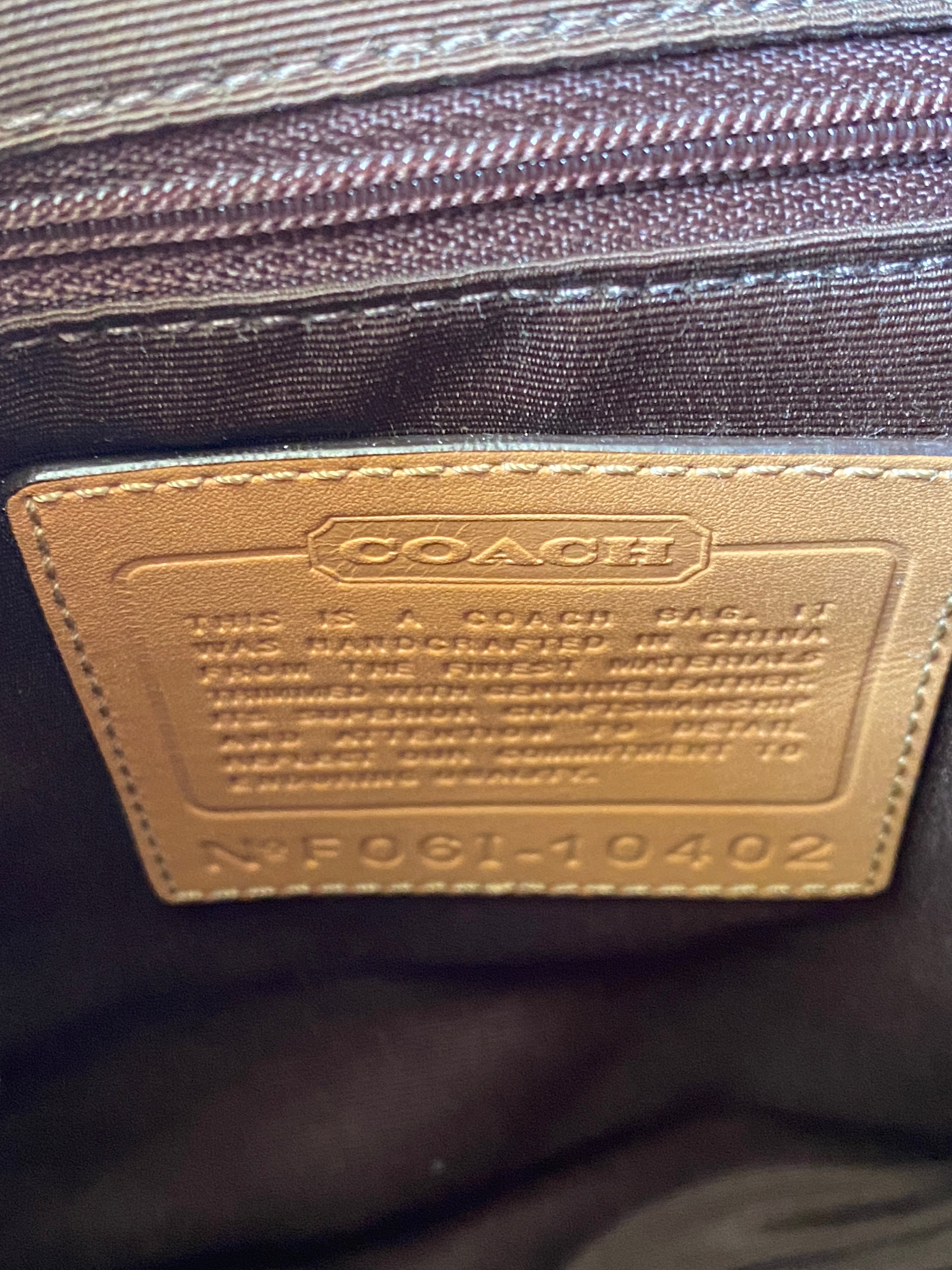 Vintage 2000s Coach Signature Monogram Canvas Shoulder Bag Brown & Tan Leather Trim