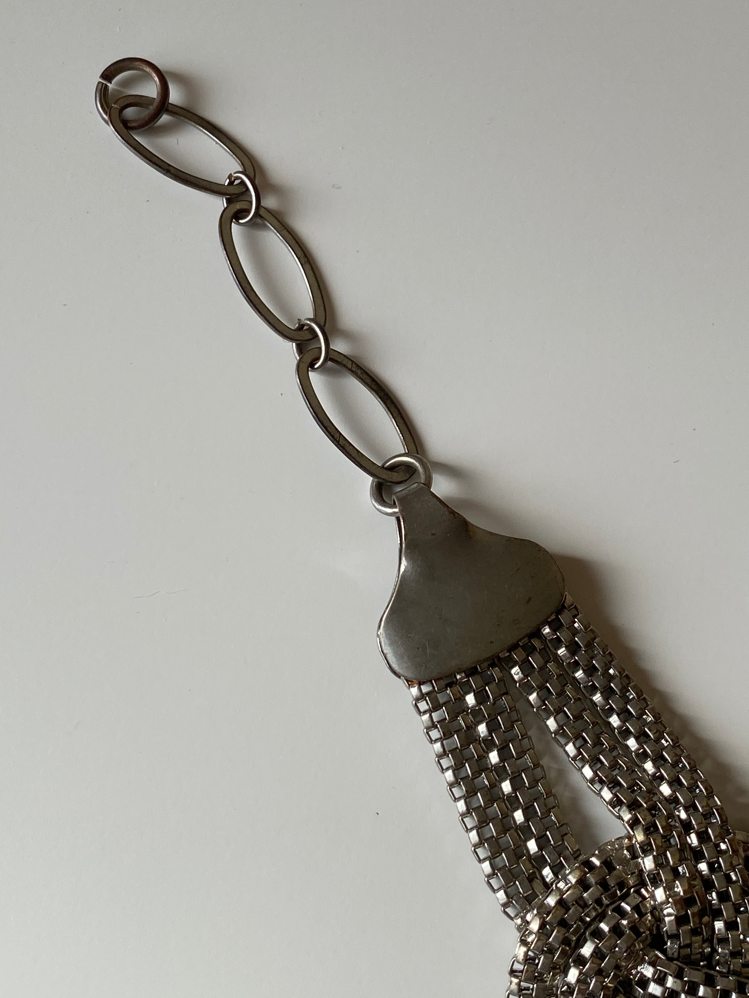 Vintage Silver Tone Multi-Chain Knot Bracelet Statement Mesh Link Bracelet