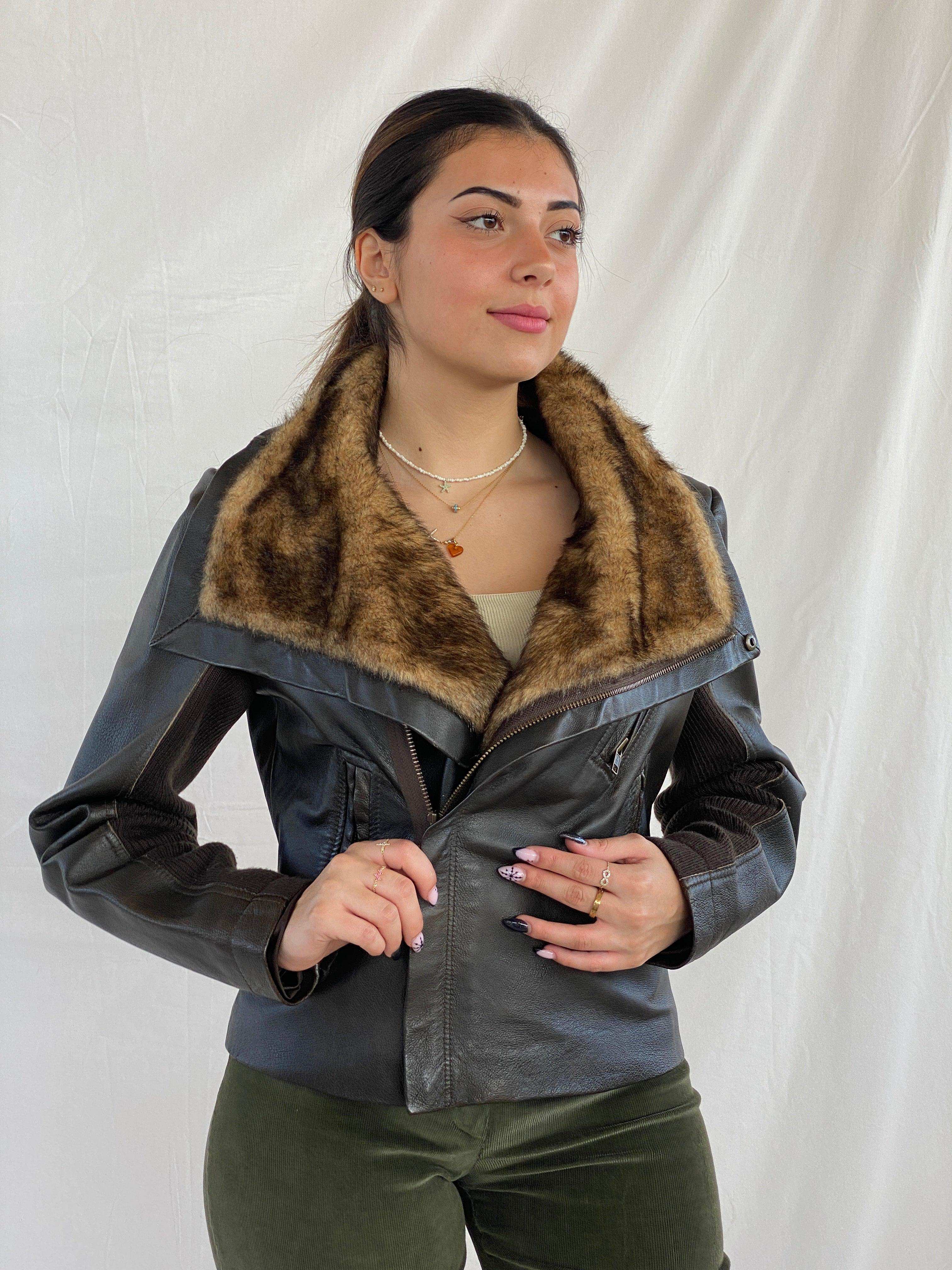Vintage Morgan De Toi Fur-Lined Nappa Leather Jacket - Balagan Vintage Leather Jacket 00s, 90s, brown leather, consignment, genuine leather, genuine leather jacket, Juana, NEW IN