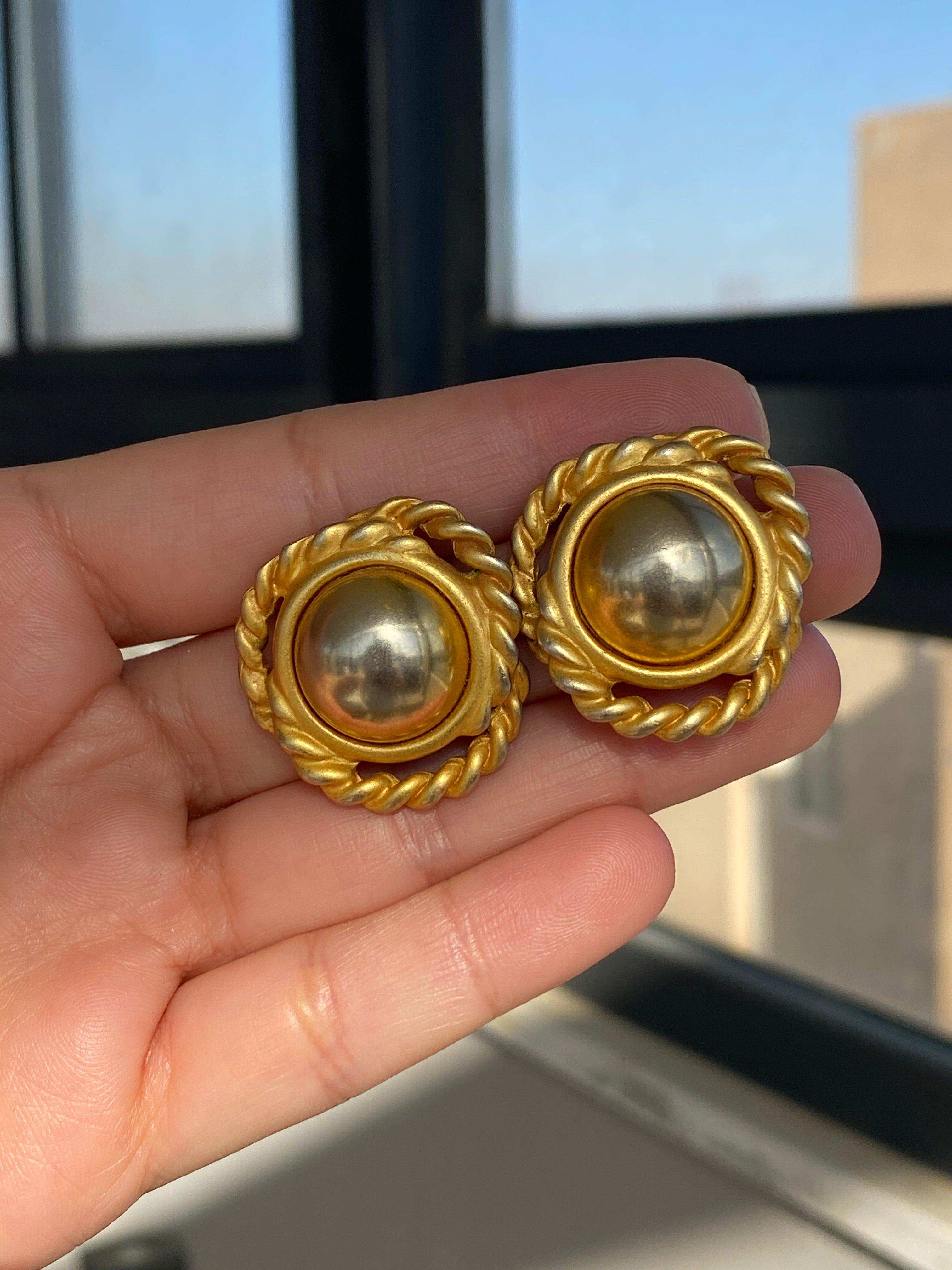 Vintage Art Deco Gold Stud Earrings - Balagan Vintage Earrings 90s, NEW IN