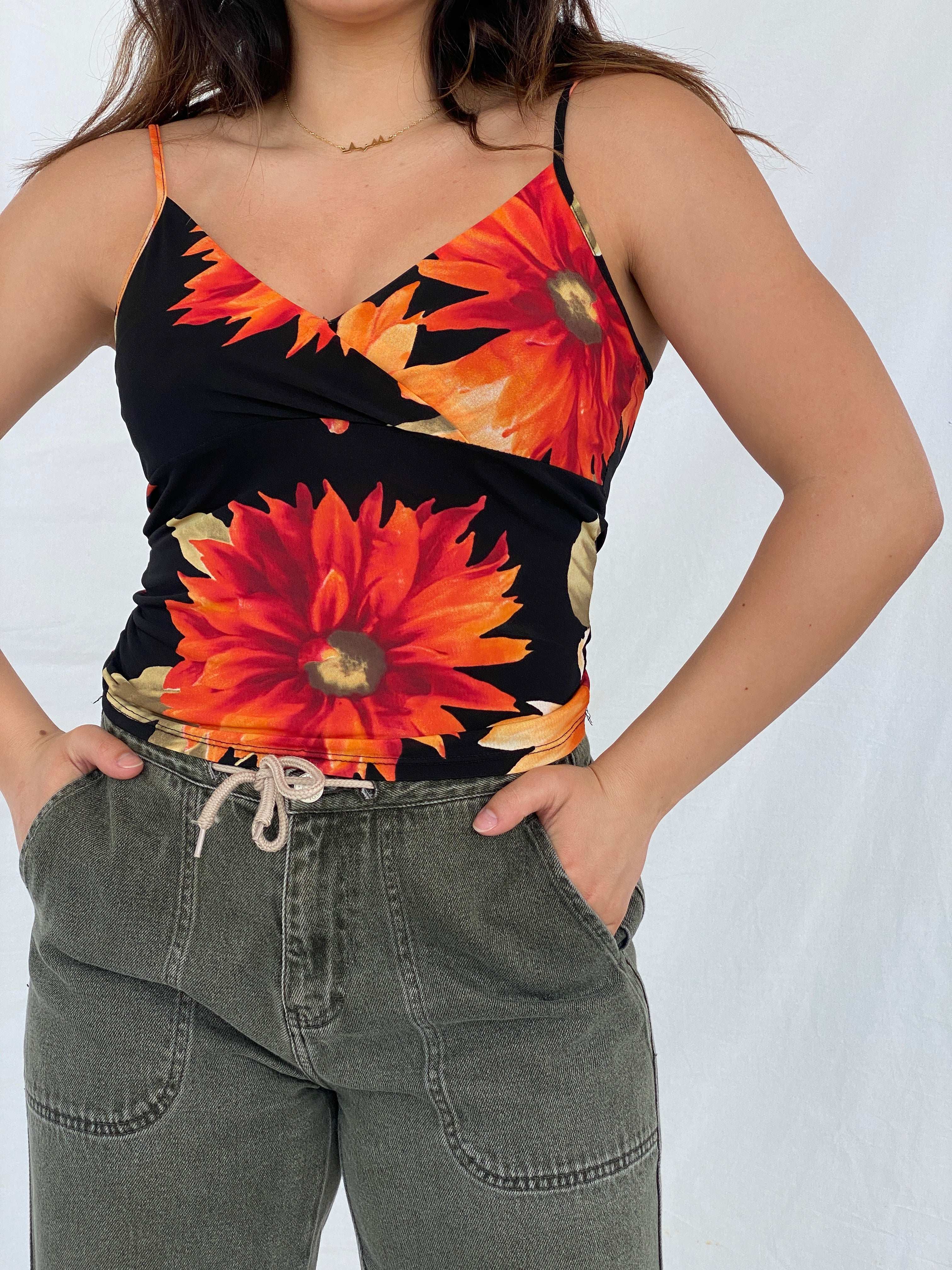 Vintage Floral Top - Size M - Balagan Vintage Sleeveless Top 00s, Lana, NEW IN, sleeveless top, summer
