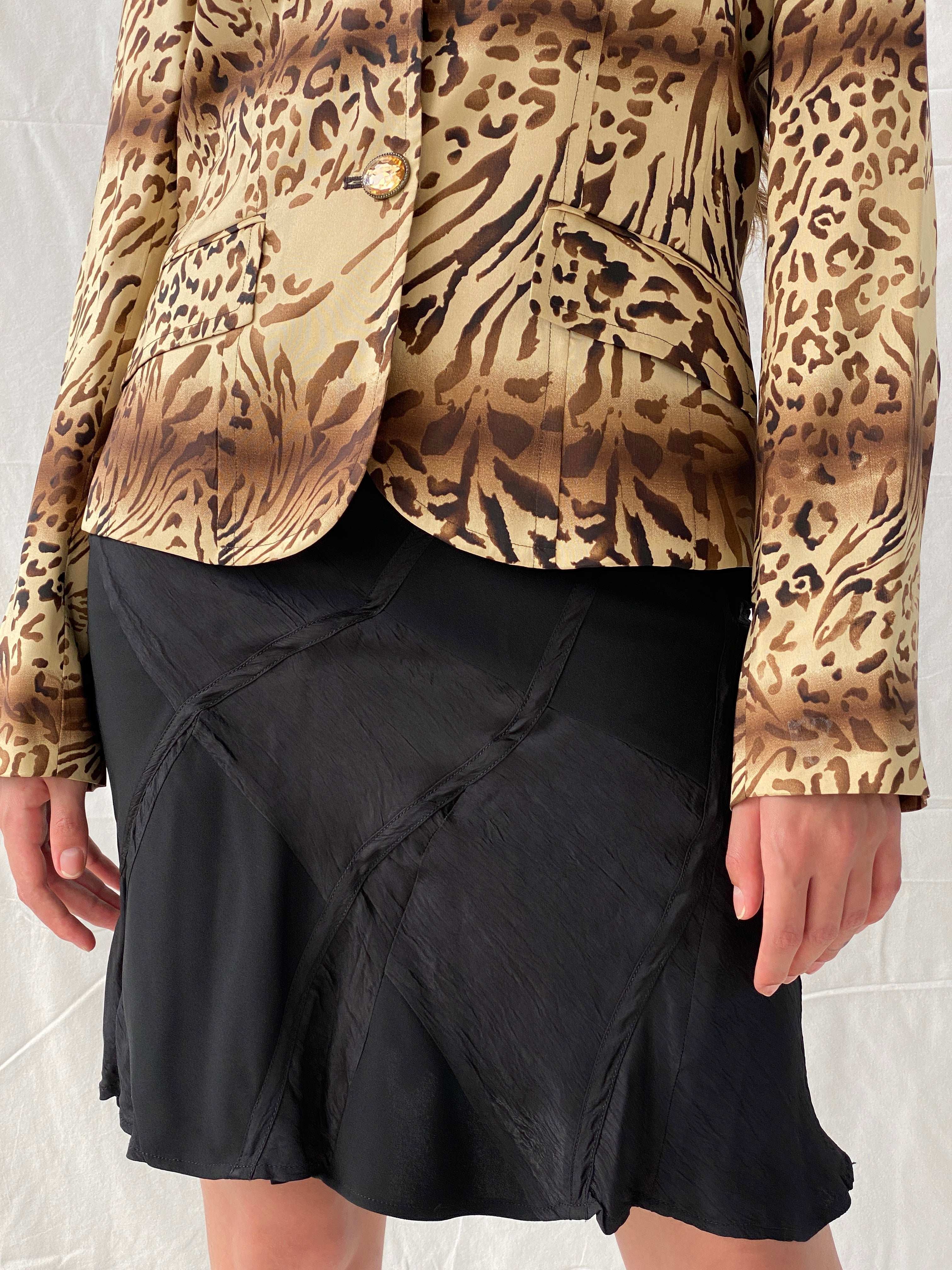 Statement Vintage Betty Barclay Silk Leopard Print Blazer - M