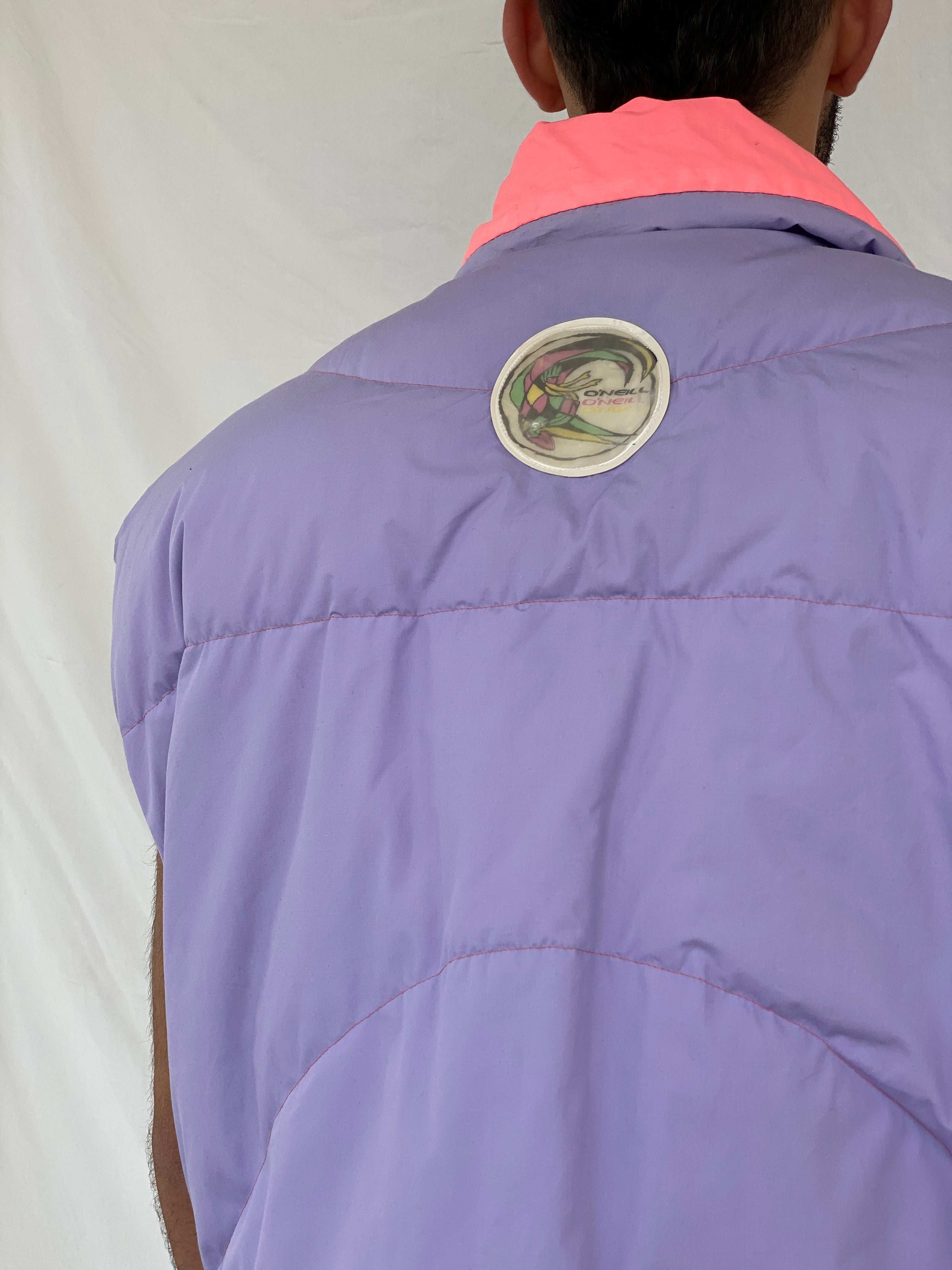 Vintage 80s ONEIL Lavender Puffer Extreme Impact Ski Vest - L - Balagan Vintage Vest 00s, 80s, Awsam, graphic, half sleeve shirt, mens vest, NEW IN, printed shirt, ski jacket, vest