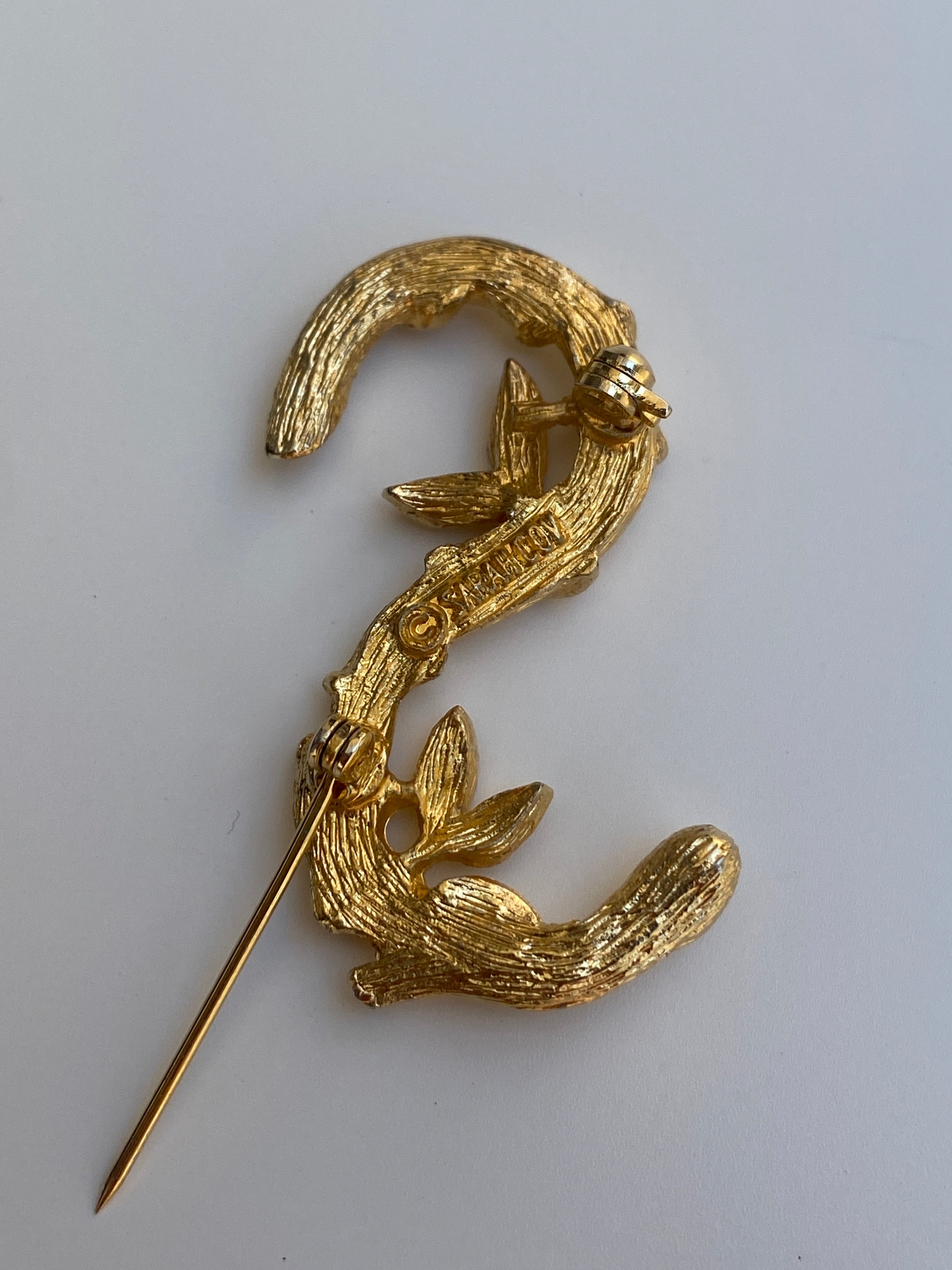 Vintage Sarah Coventry Gold Tone Bamboo Twig Brooch Abstract Nature Pin
