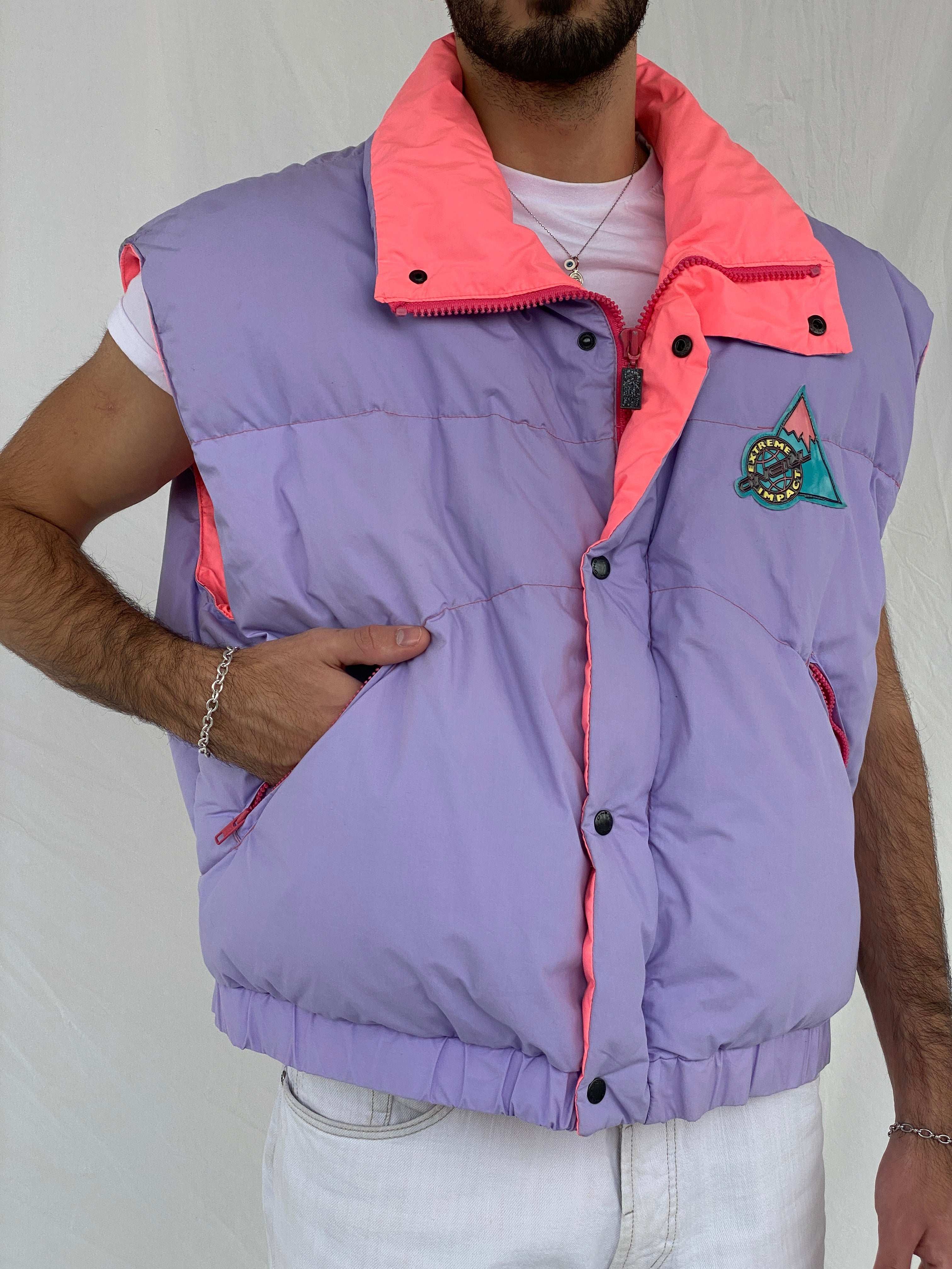 Vintage 80s ONEIL Lavender Puffer Extreme Impact Ski Vest - L - Balagan Vintage Vest 00s, 80s, Awsam, graphic, half sleeve shirt, mens vest, NEW IN, printed shirt, ski jacket, vest