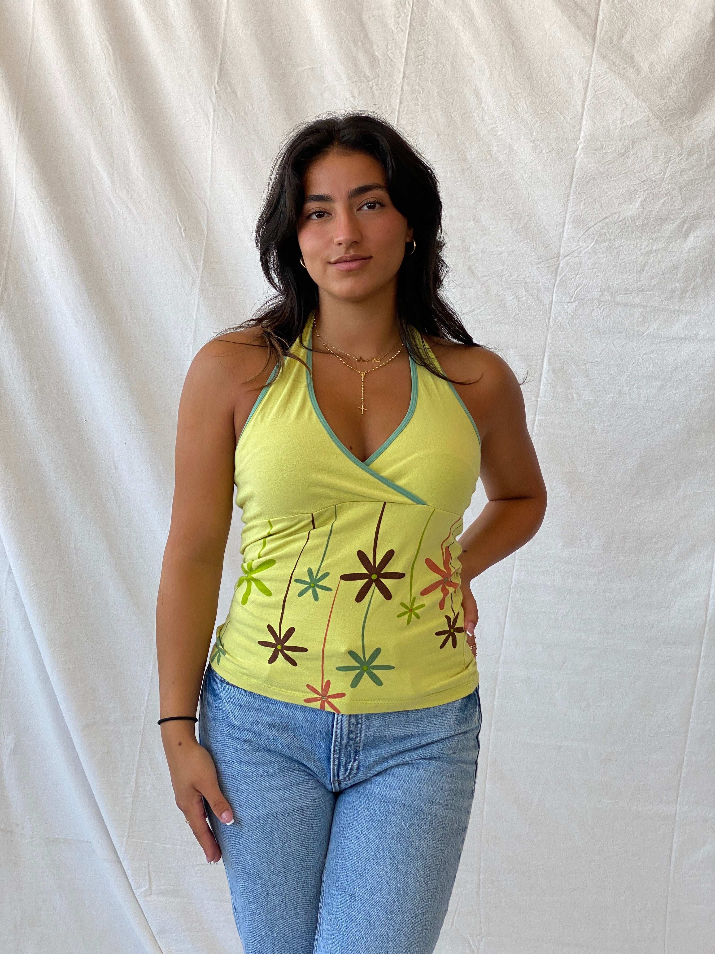 Y2K Koton Green Halter Top - XS - Balagan Vintage Sleeveless Top 00s, halter top, Lana, NEW IN, summer