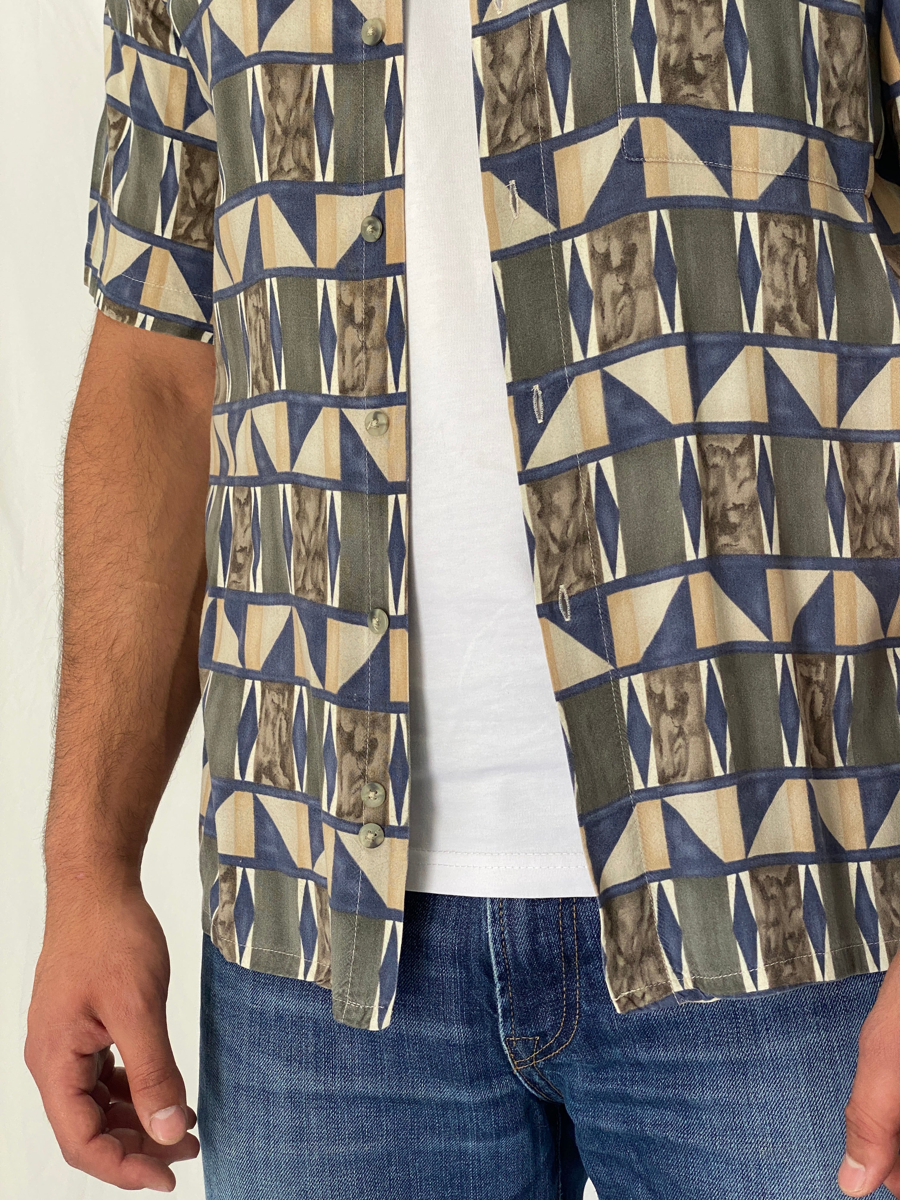 Vintage Campia Moda Geometric Shirt Abstract Short Sleeve Button-Up – M