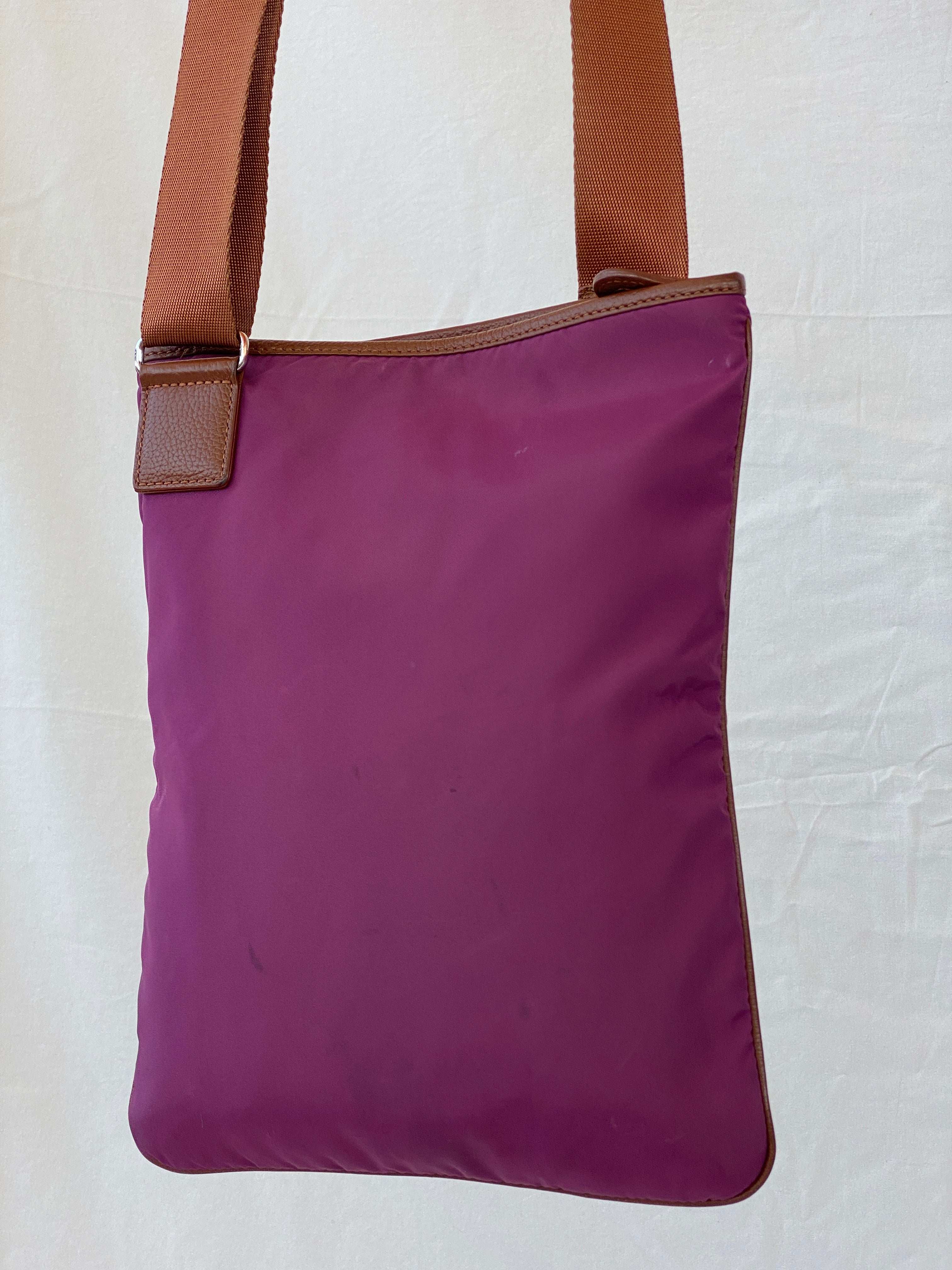 AIGNER Purple Crossbody Brown Canvas Strap Sling Bag