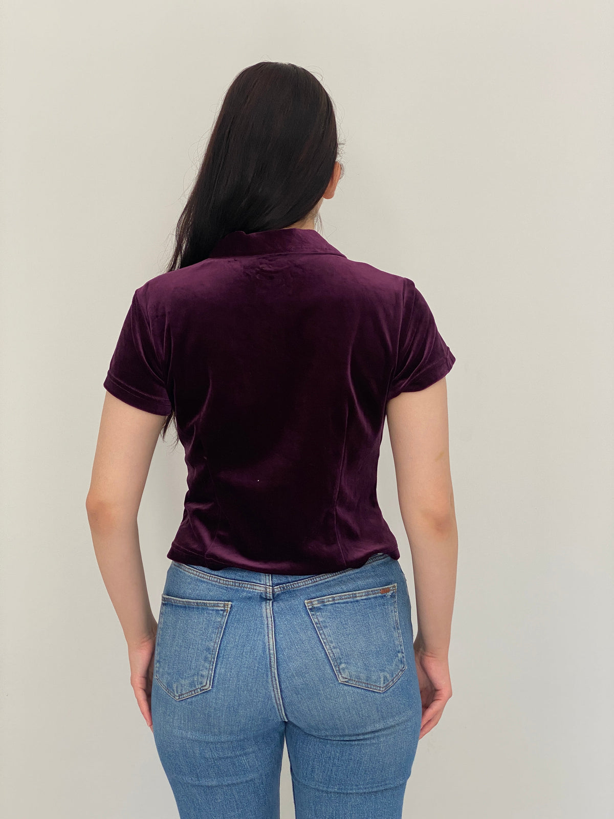 Vintage Y2K Judy Knapp Deep Purple Velvet Western Snap Shirt - M