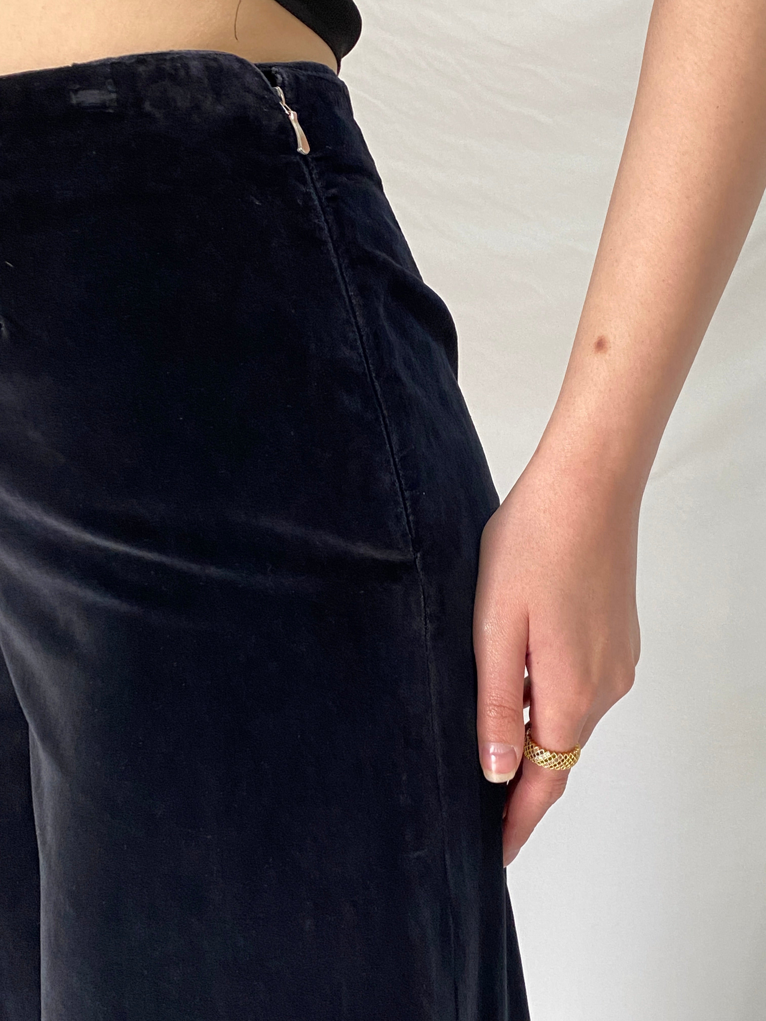 Vintage 90s Princeton for Daniel Jones Dark Navy Velvet Wide Leg Formal Trousers - M