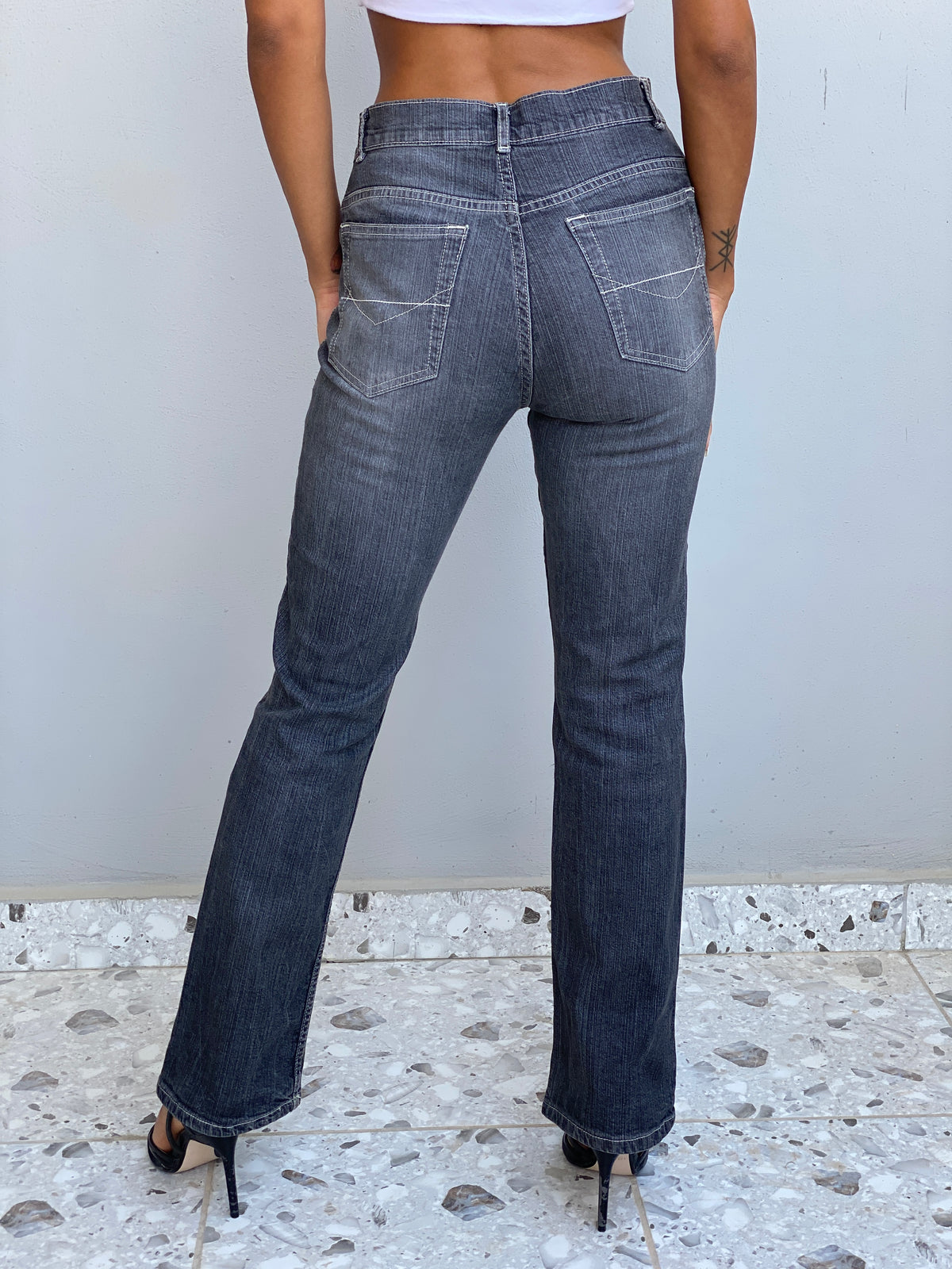 Vintage Y2K Gina Benotti Charcoal Grey Straight Leg Denim Jeans - 34EUR