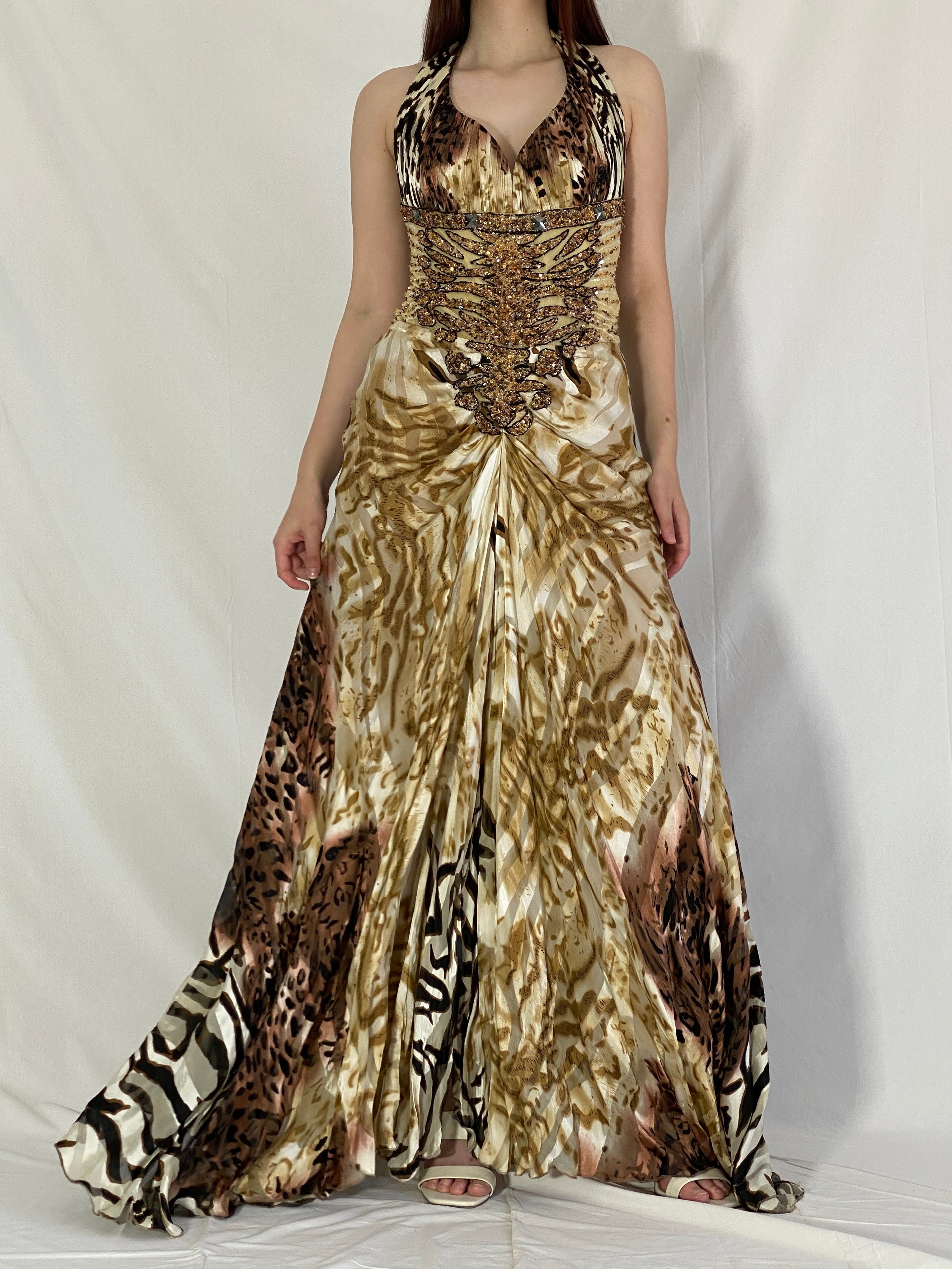 Alrajaa Couture Beaded Evening Gown Roberto Cavalli Style