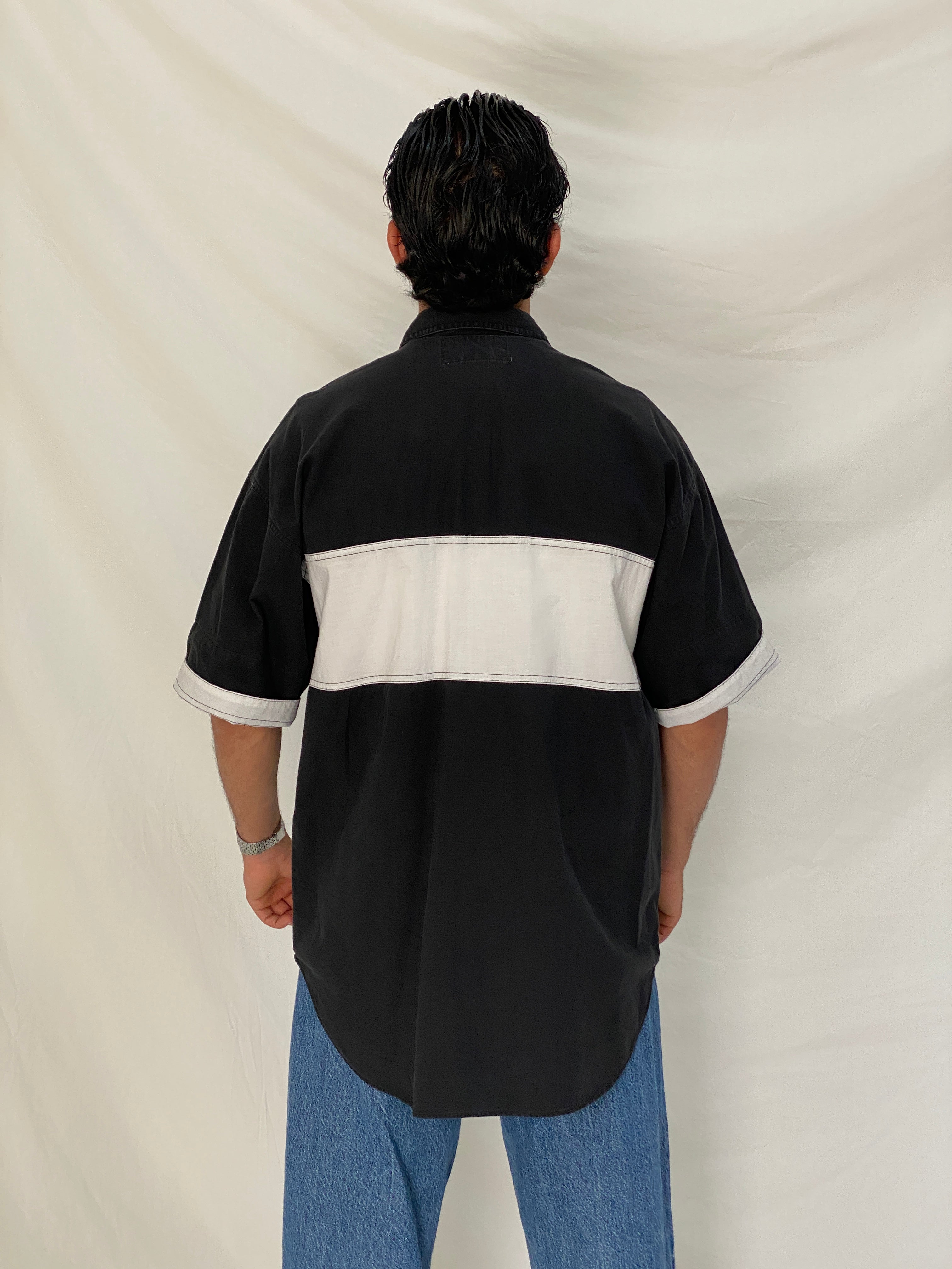 Vintage 90s Bugle Boy Colorblock Cotton Retro Skate Casual Shirt – L