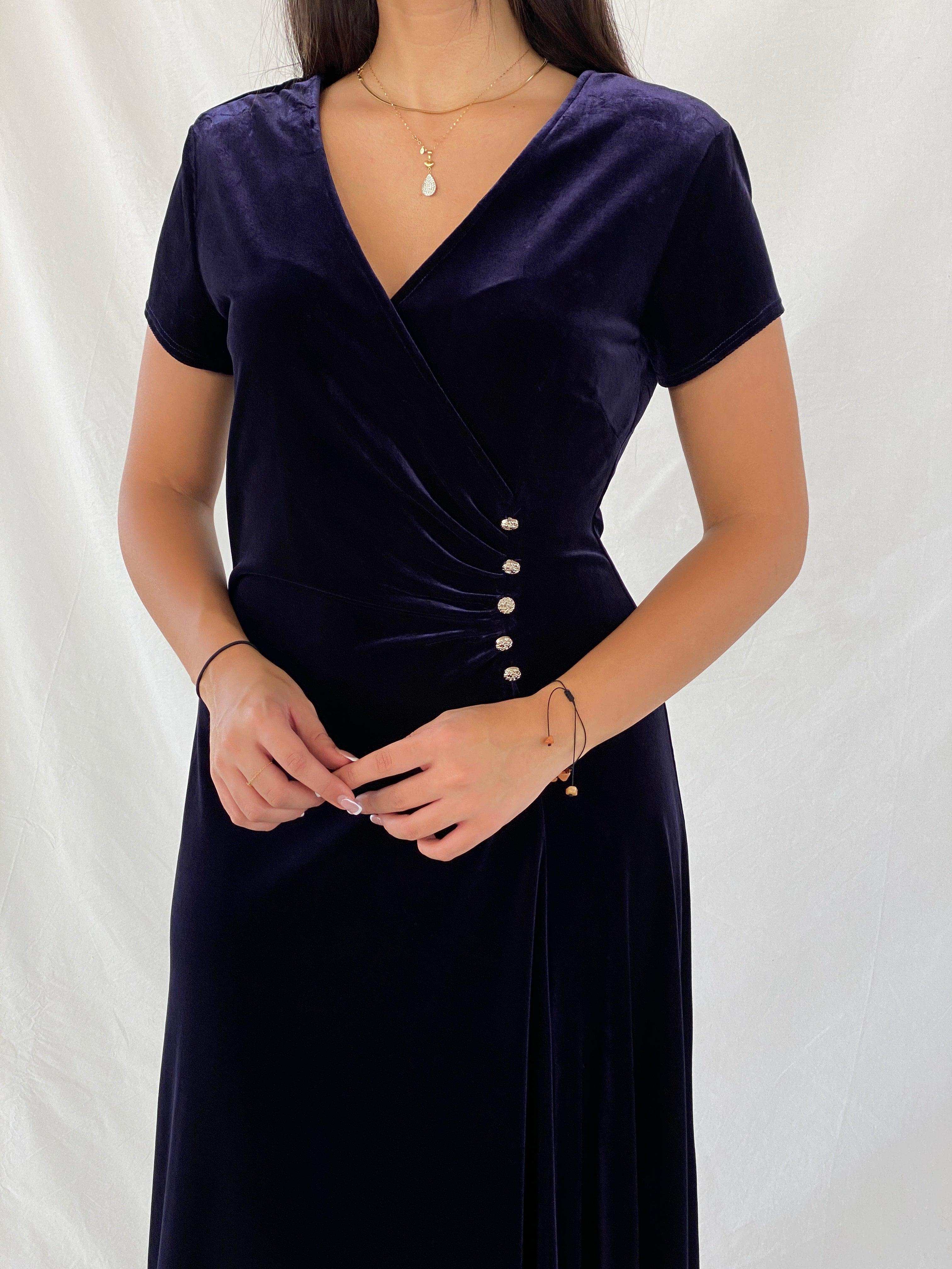 Gorgeous SIGNATURE By Robbie Bee Dark Navy Velvet Dress- Size