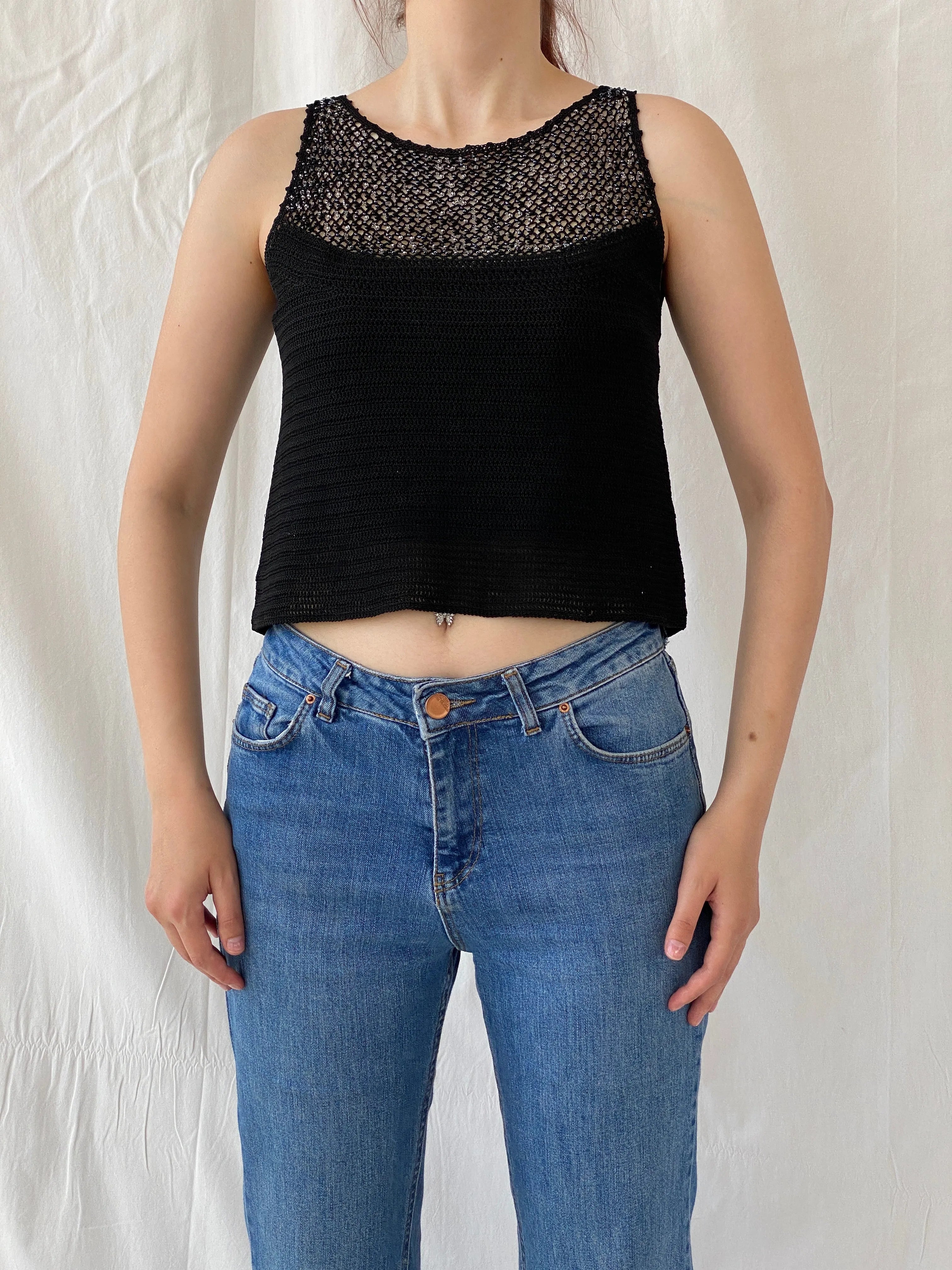 Vintage Cheap and Chic by Moschino Beaded Black Tank Top - M