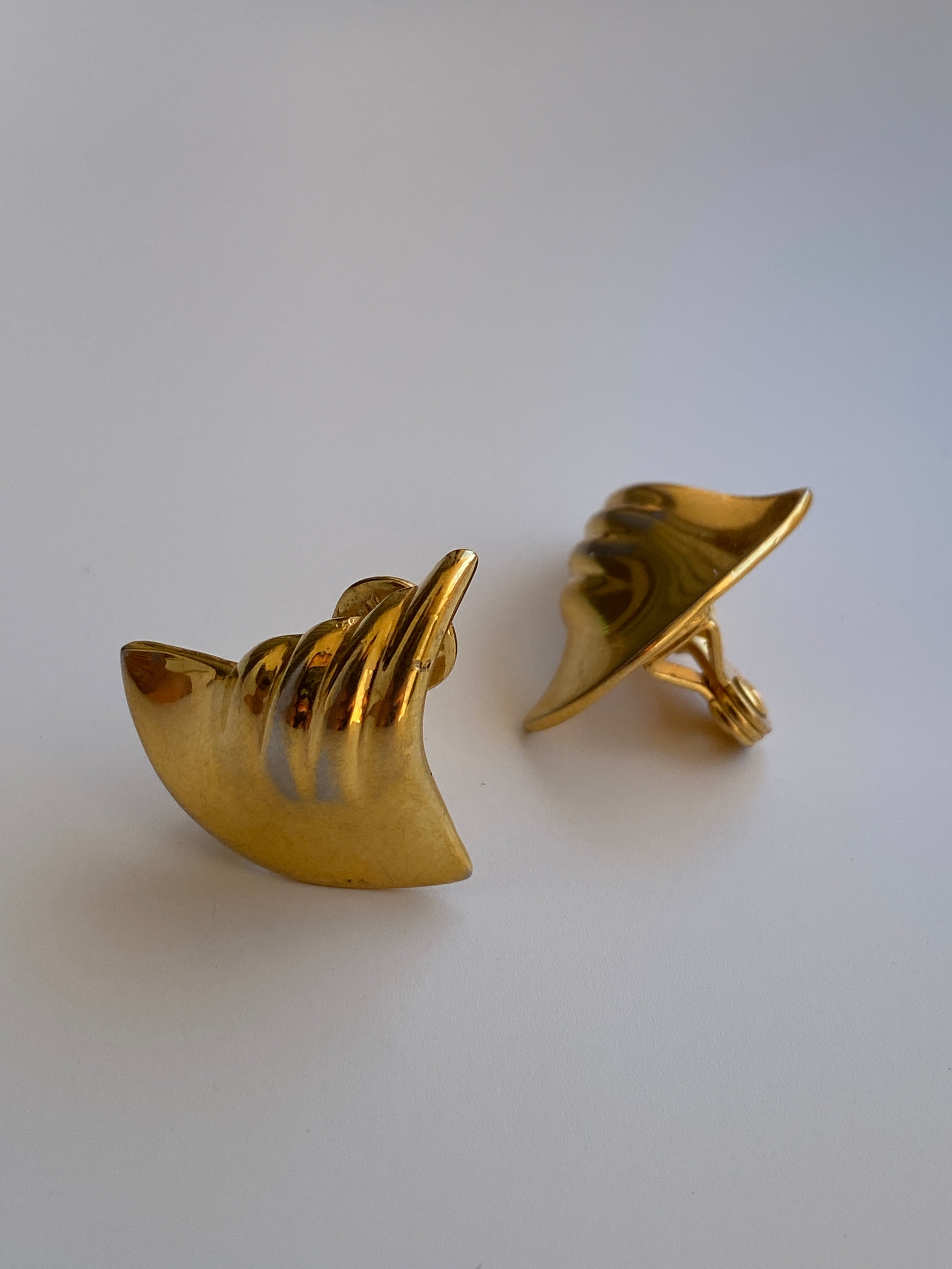 Vintage Monet Gold-Tone Sculptural Clip-On Earrings