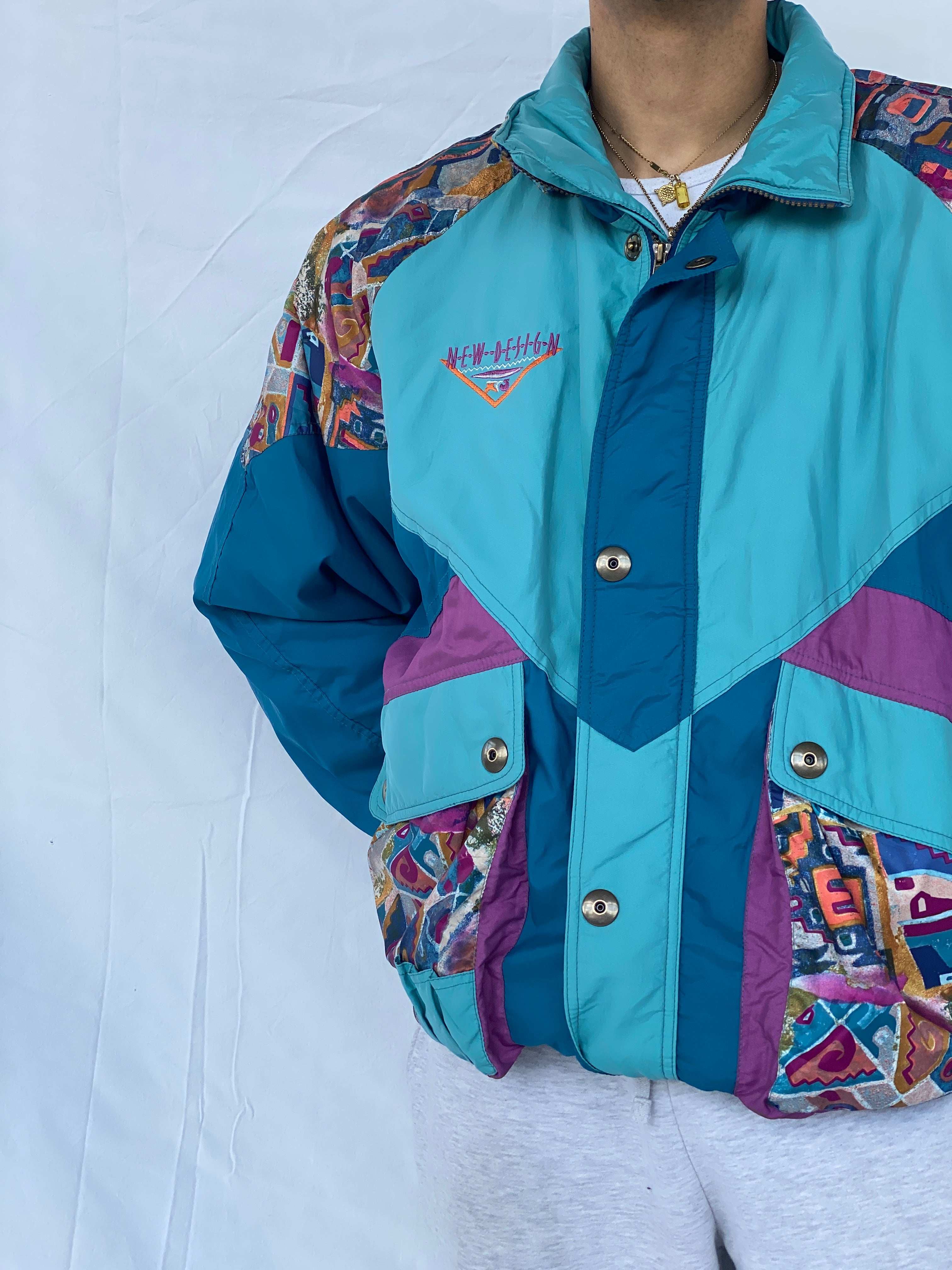 Vintage 80s Puffer Multicolored Windbreaker Jacket