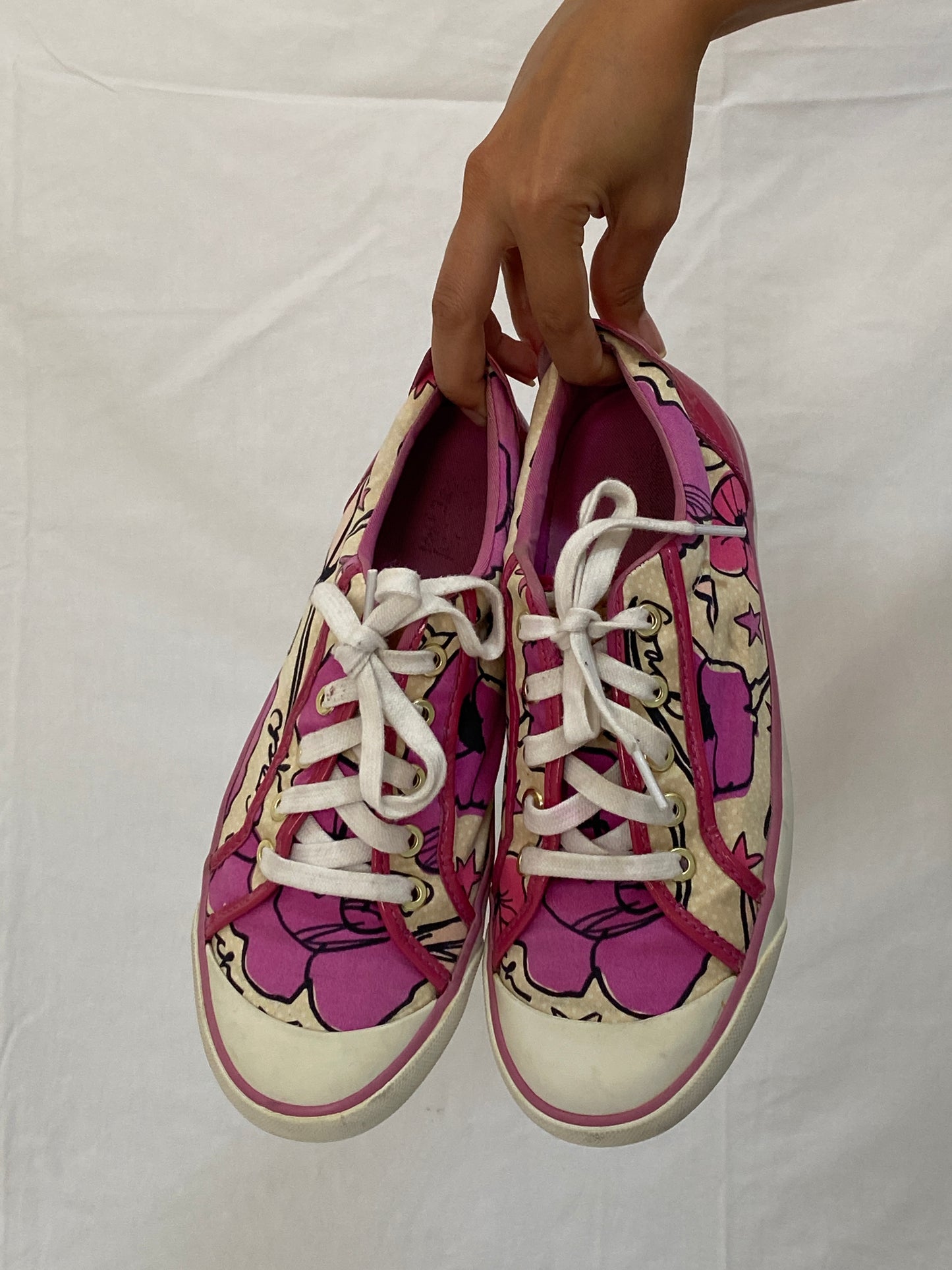 Vintage Coach Pink Floral Canvas Sneakers - 39EU