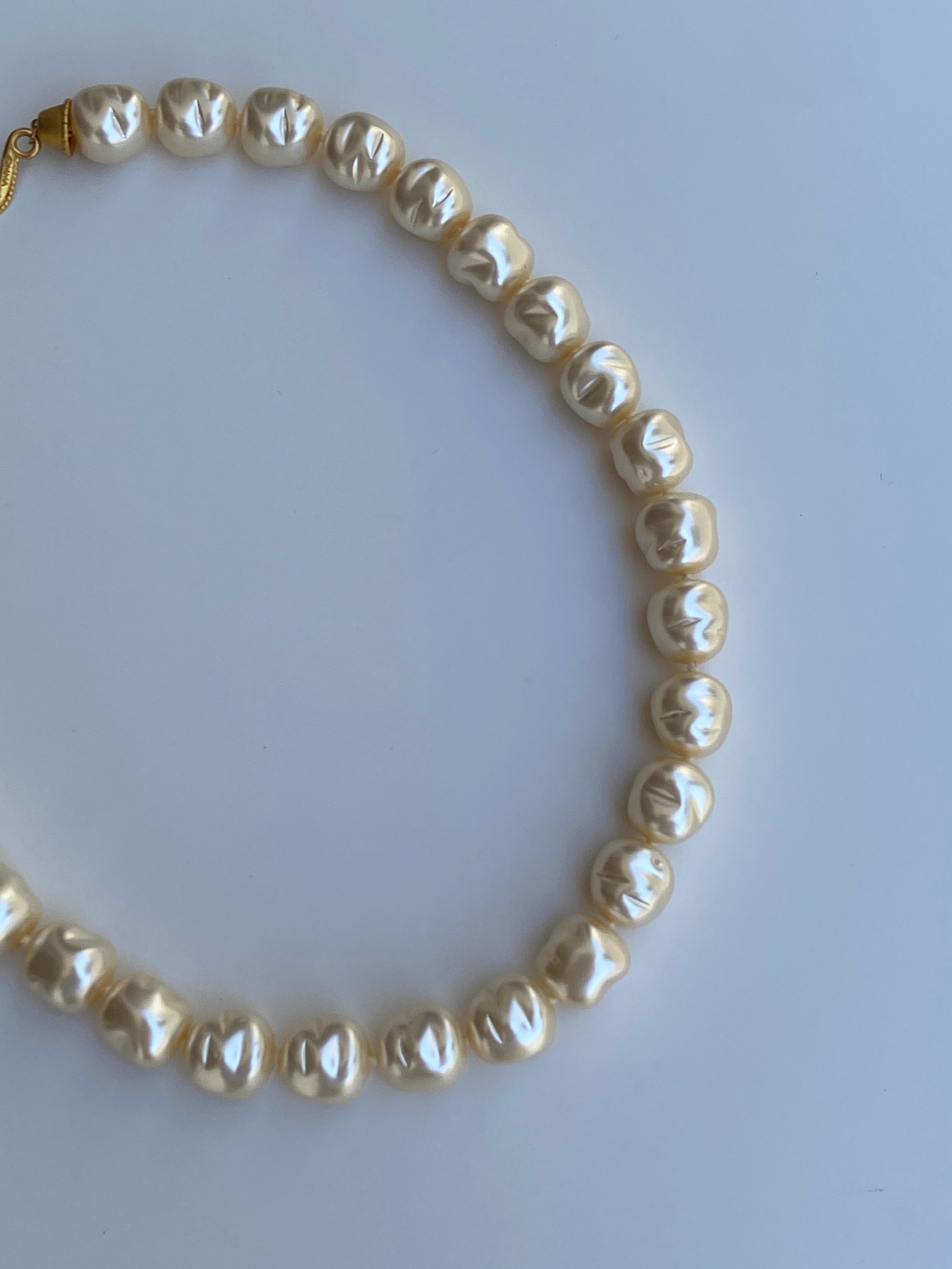 Vintage 1990s MMA USA Faux Baroque Pearl Necklace with Gold-Tone Clasp