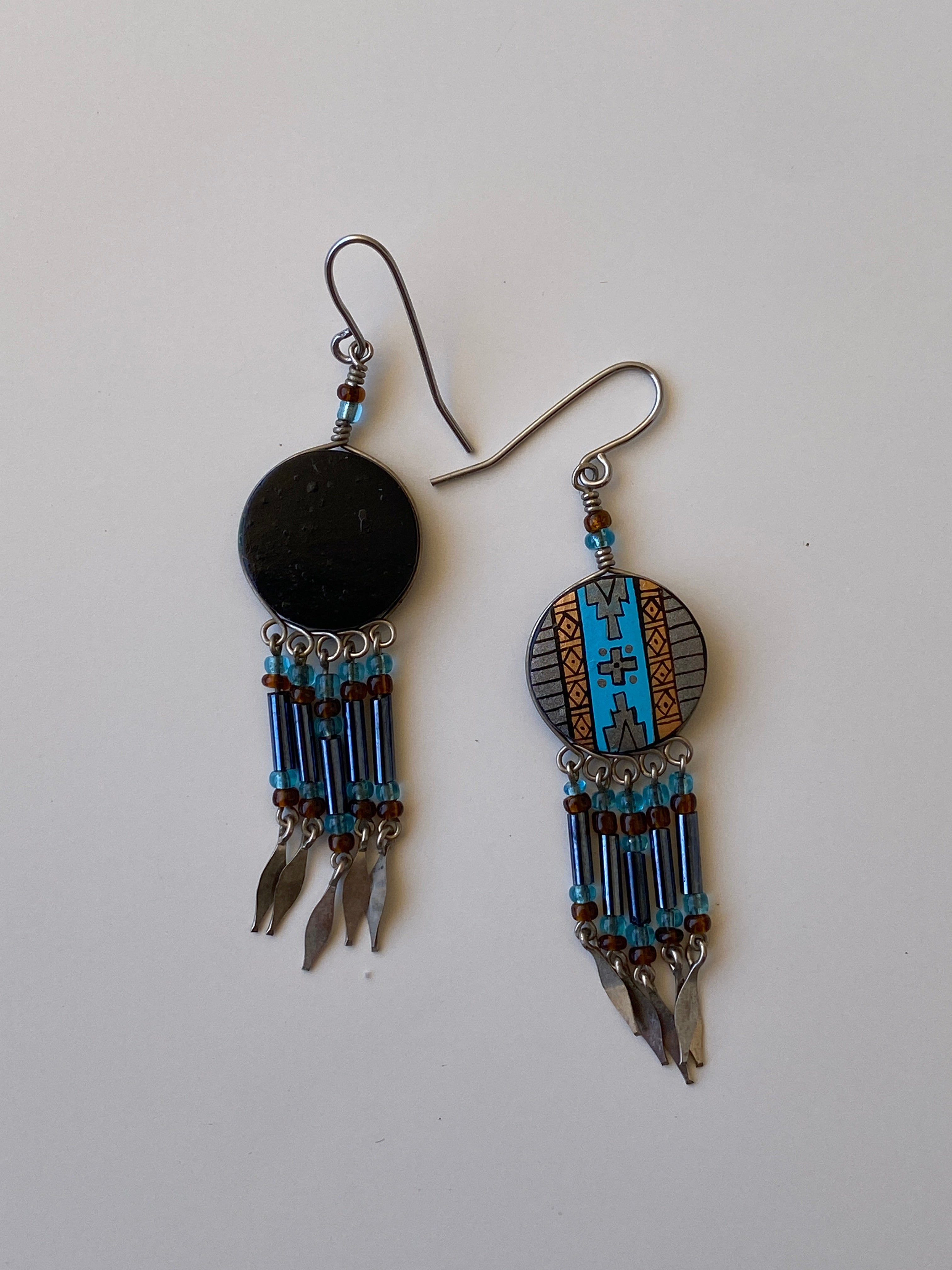 Vintage Southwestern Inspired Beaded Dangle Fringe Earrings