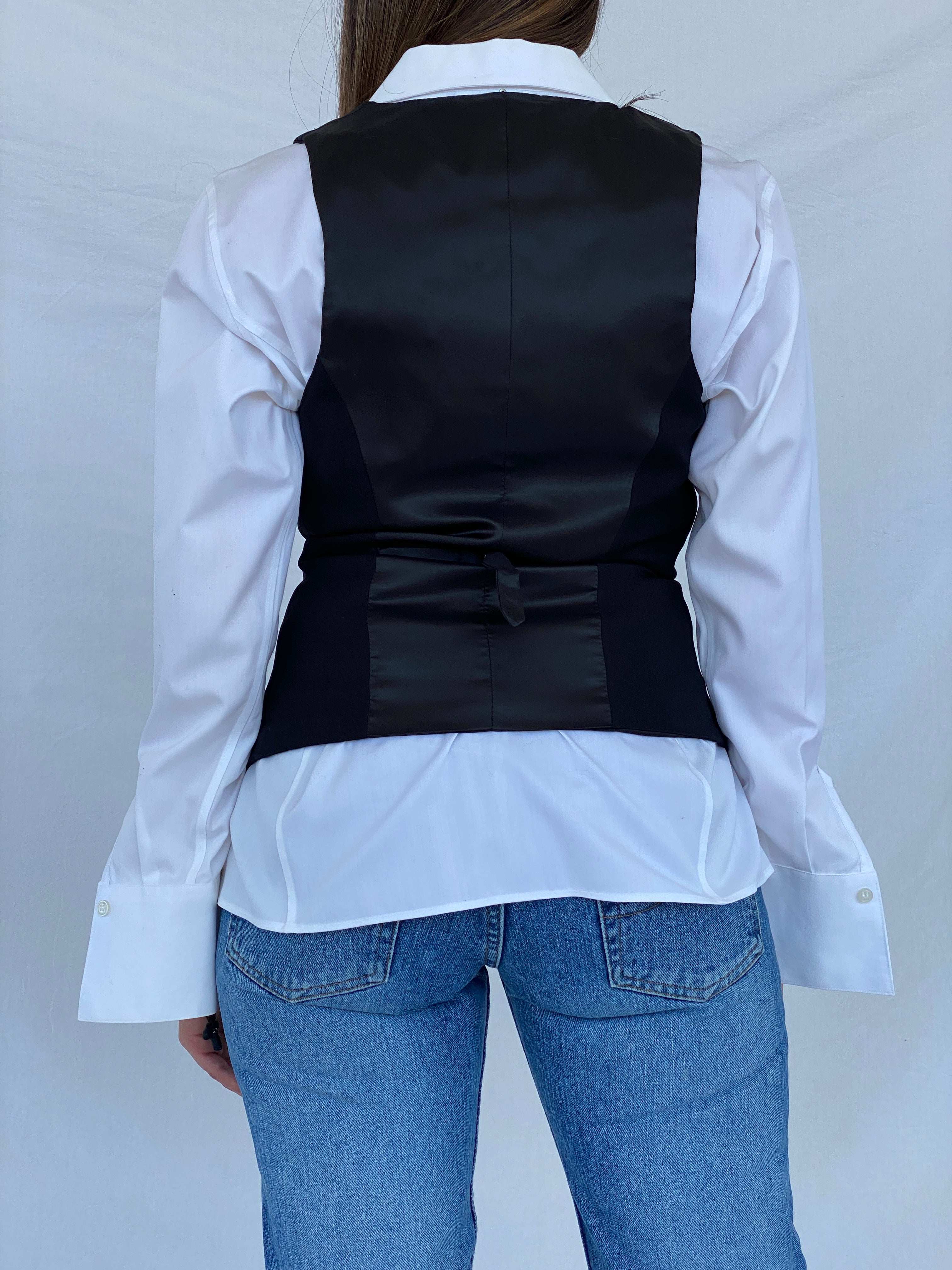 Vintage Y2K Black Button Up Vest