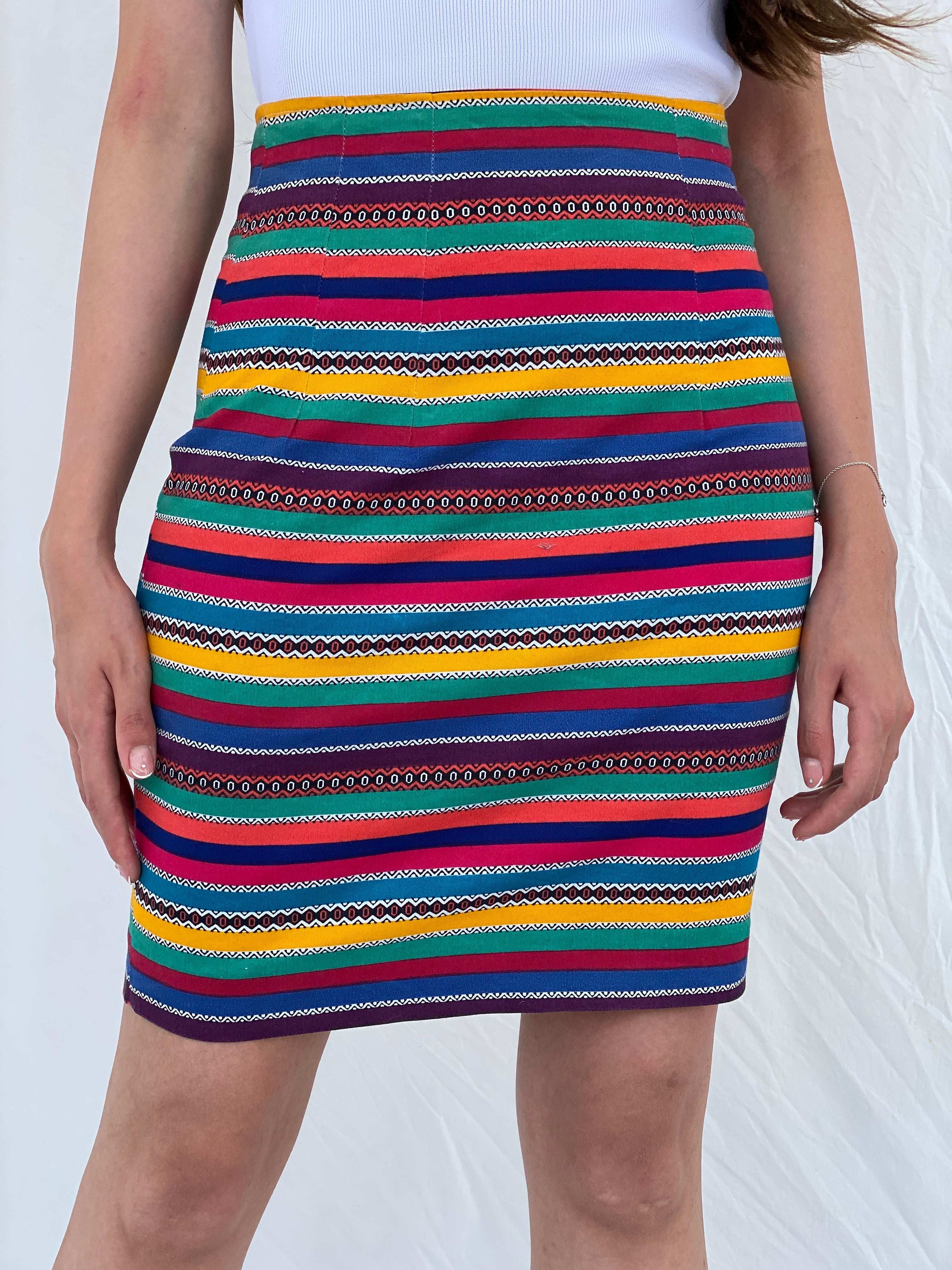 Y2k The Limited Colorful Striped Mini Pencil Skirt - S - Balagan Vintage Mini Skirt 00s, 90s, mini skirt, Mira, NEW IN, striped