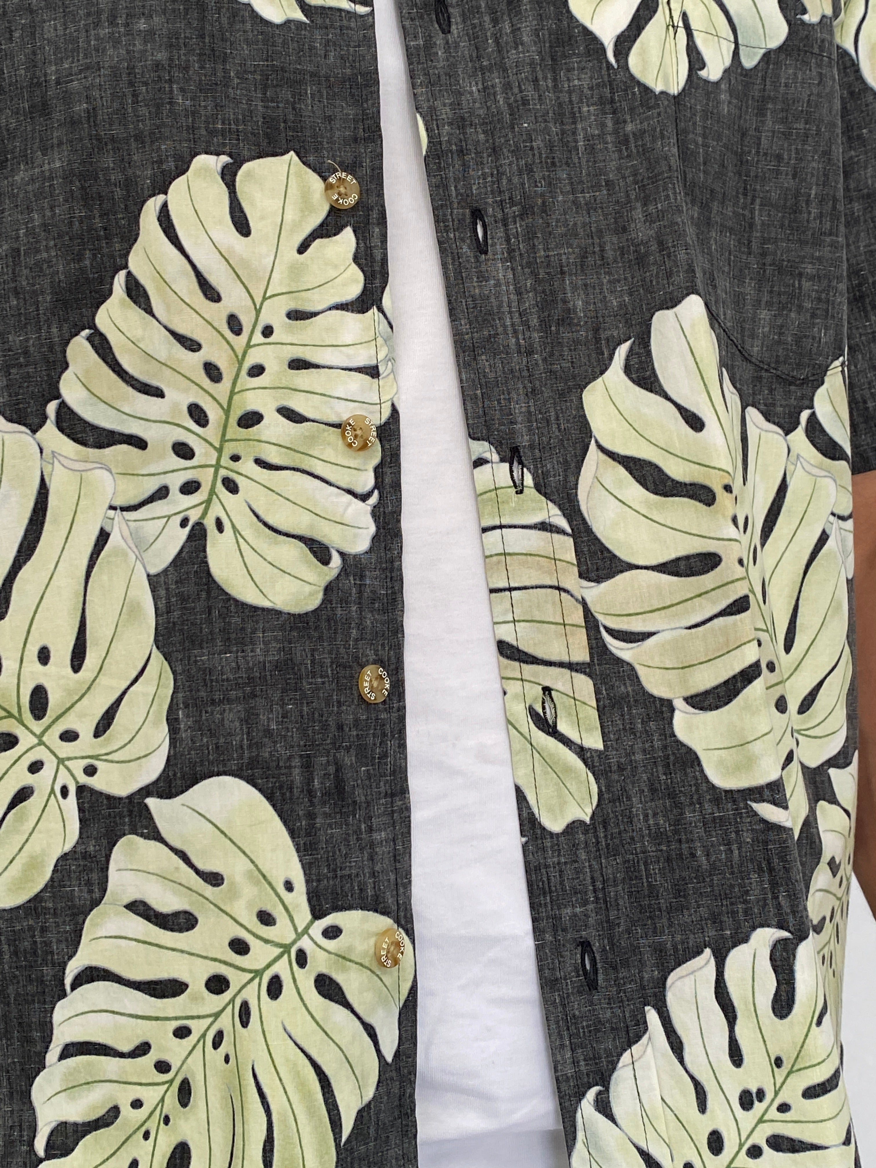 Vintage Cooke Street Honolulu Charcoal Cotton Aloha Shirt – L