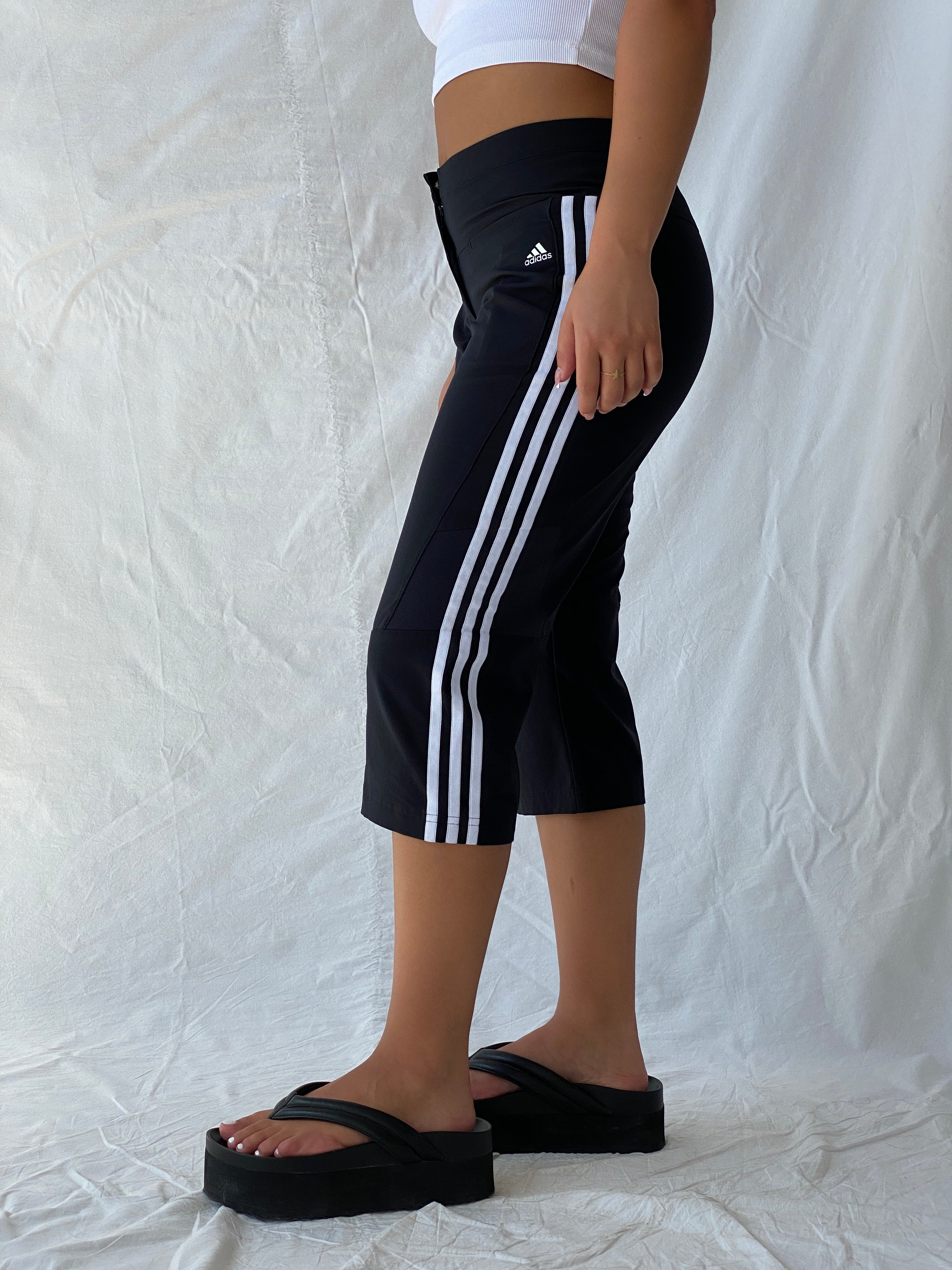 2005 Adidas Black and White Clima Cool Sporty Capri Pants - M