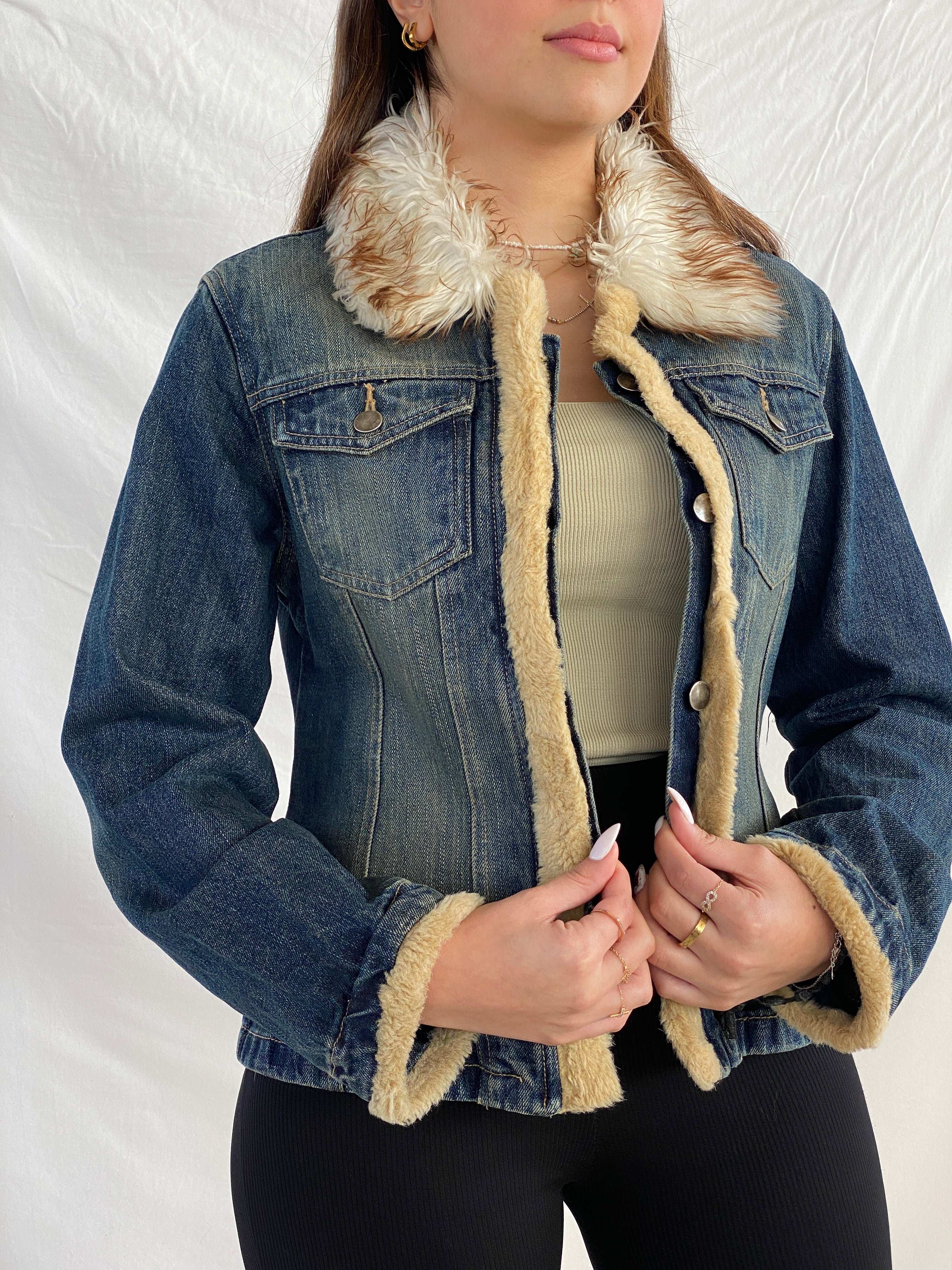 Vintage FLUID Fur Lined Denim Jacket - Balagan Vintage Denim Jacket denim, denim jacket, Juana, NEW IN