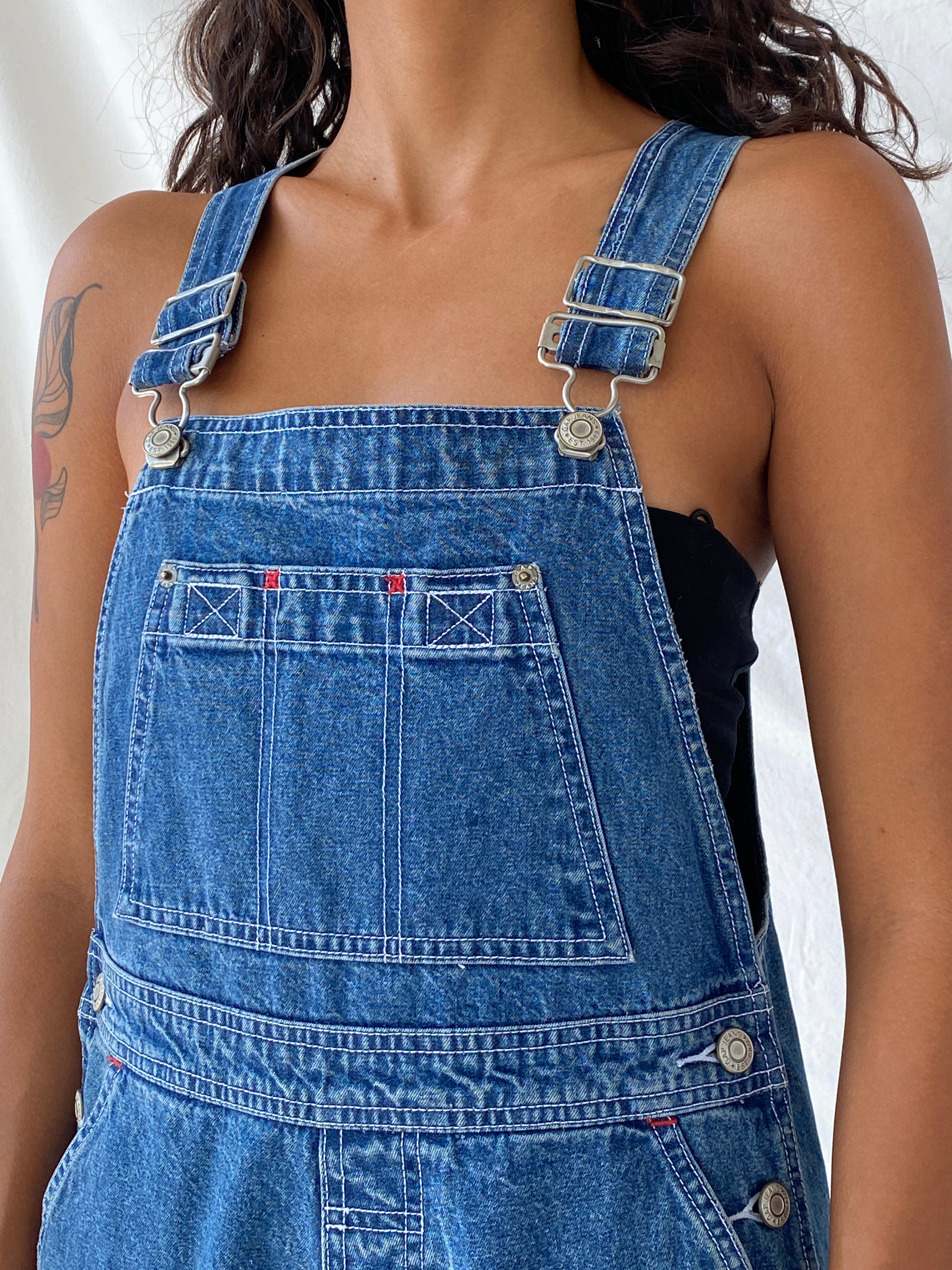 GAP Wide-Leg Non-Stretch Denim Overalls - XS