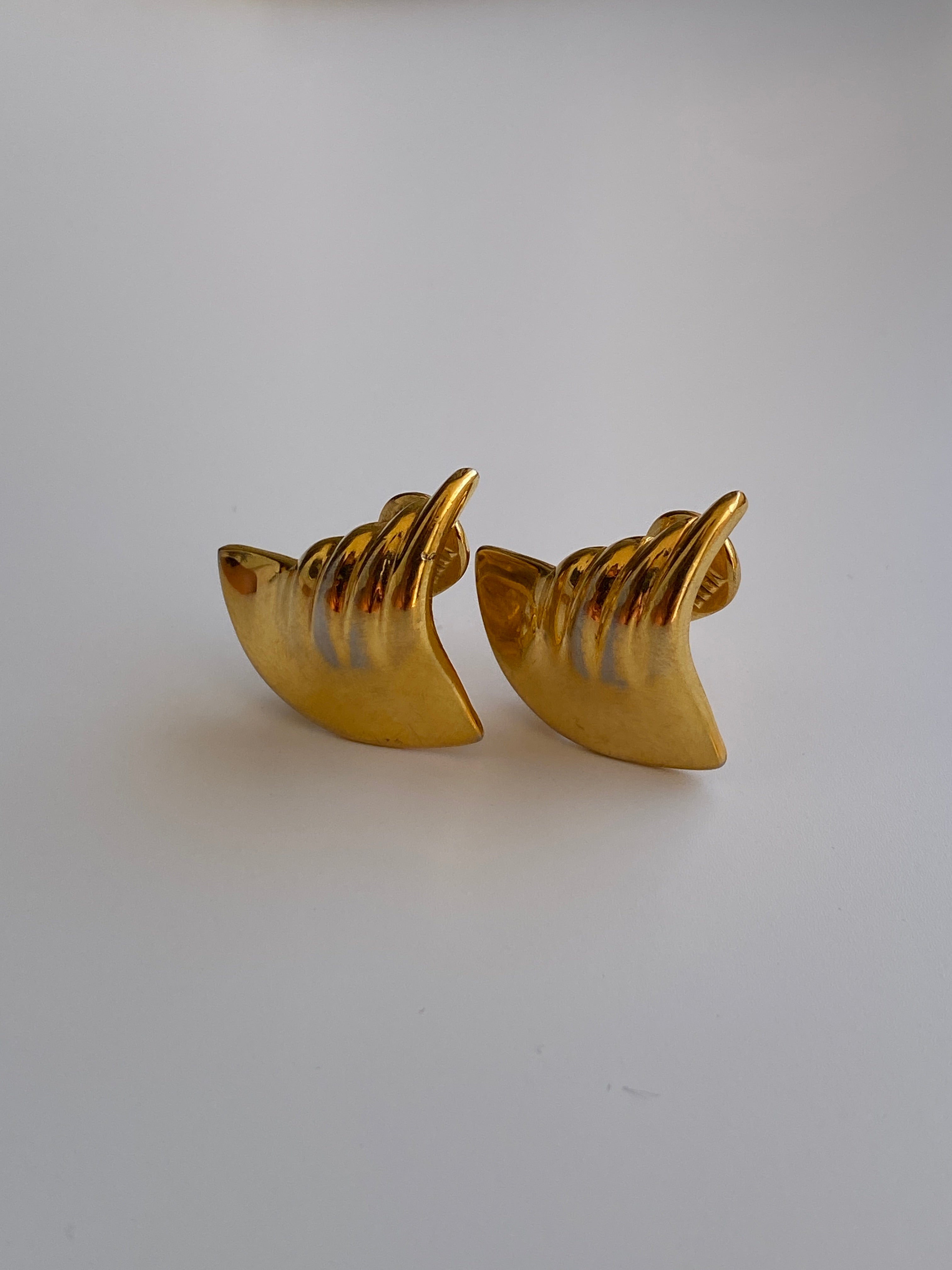 Vintage Monet Gold-Tone Sculptural Clip-On Earrings