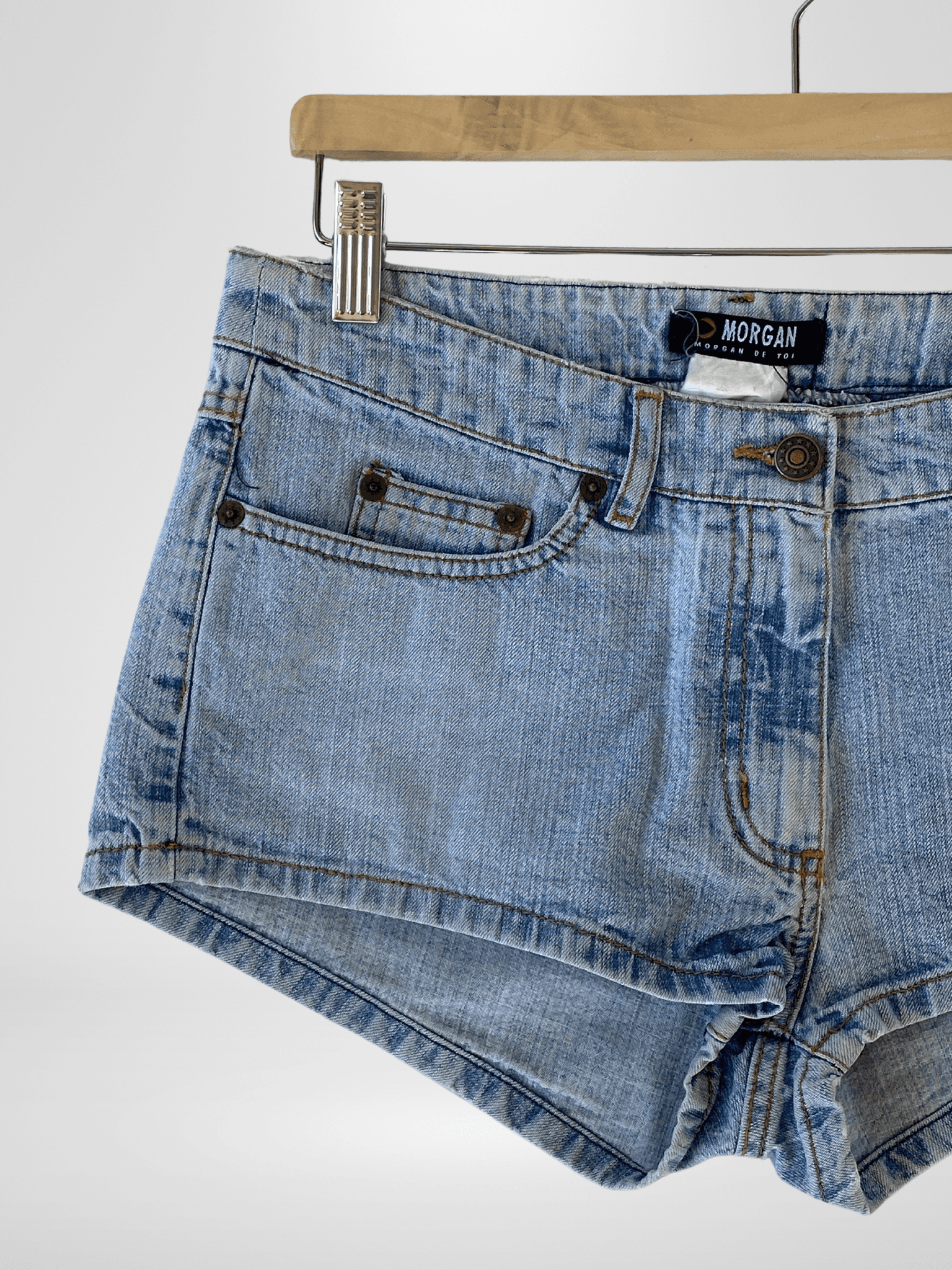 Vintage Morgan De Toi Light Wash Hot Mini Denim Shorts - M