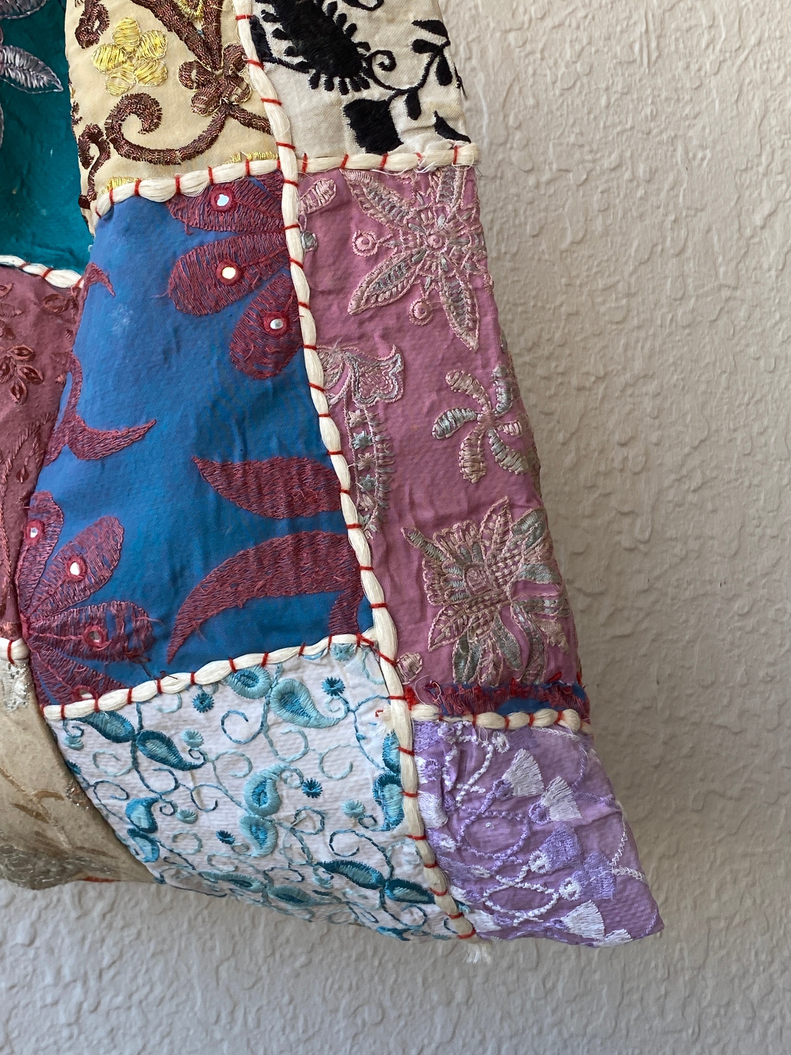 Vintage Patchwork Boho Shoulder Bag Handmade Embroidered Fabric Tote Bag