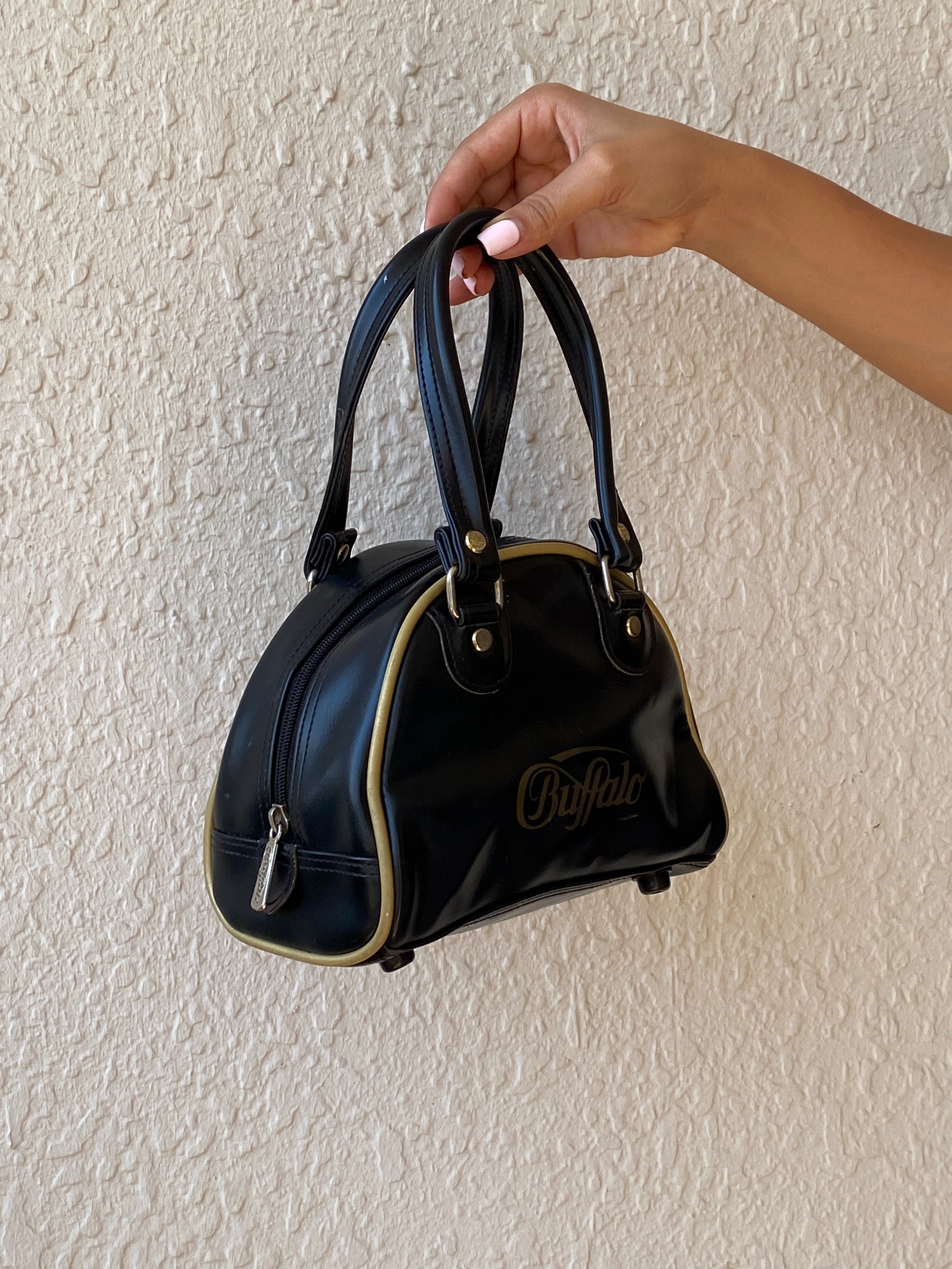 Vintage Y2K Buffalo Black & Gold Mini Bowling Bag