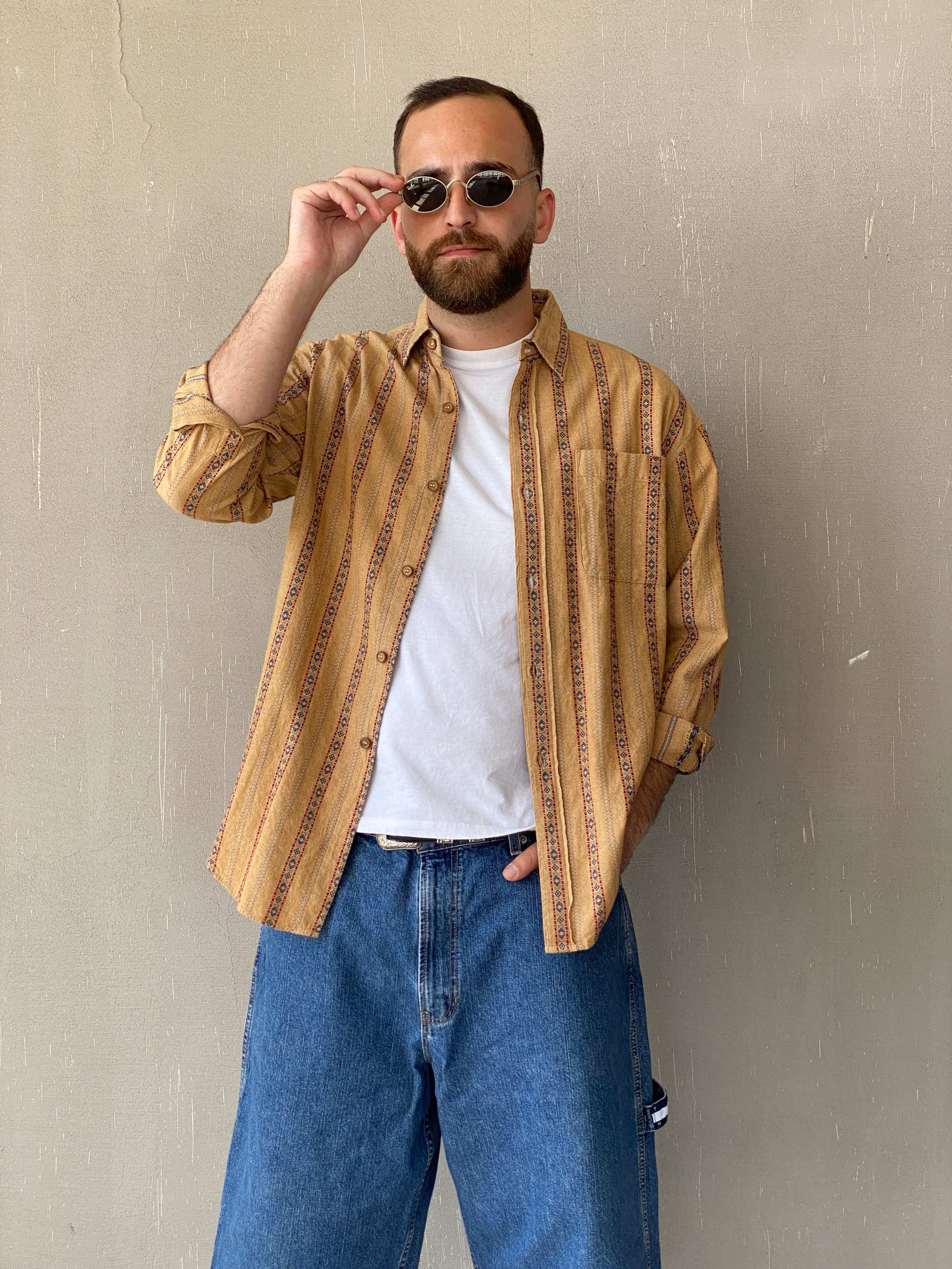 80s/90s Denim Chic Men’s Button Full-Sleeve Western Style Shirt - M - Balagan Vintage Full Sleeve Shirt 90s, full sleeve shirt, Iyad, mens shirt, NEW IN, printed shirt