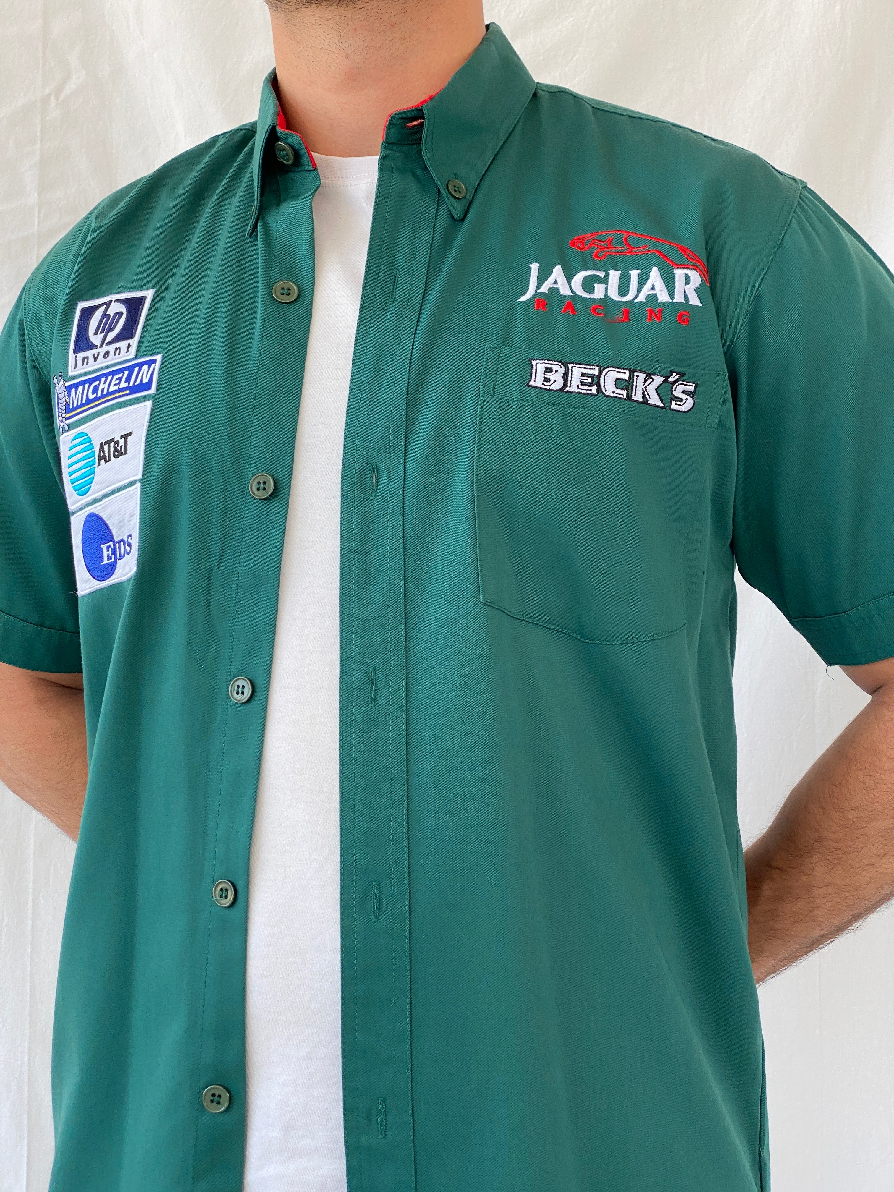 Rare Vintage 2000s Jaguar Racing Beck’s F1 Motorsport Green Formula 1 Racing Shirt - L