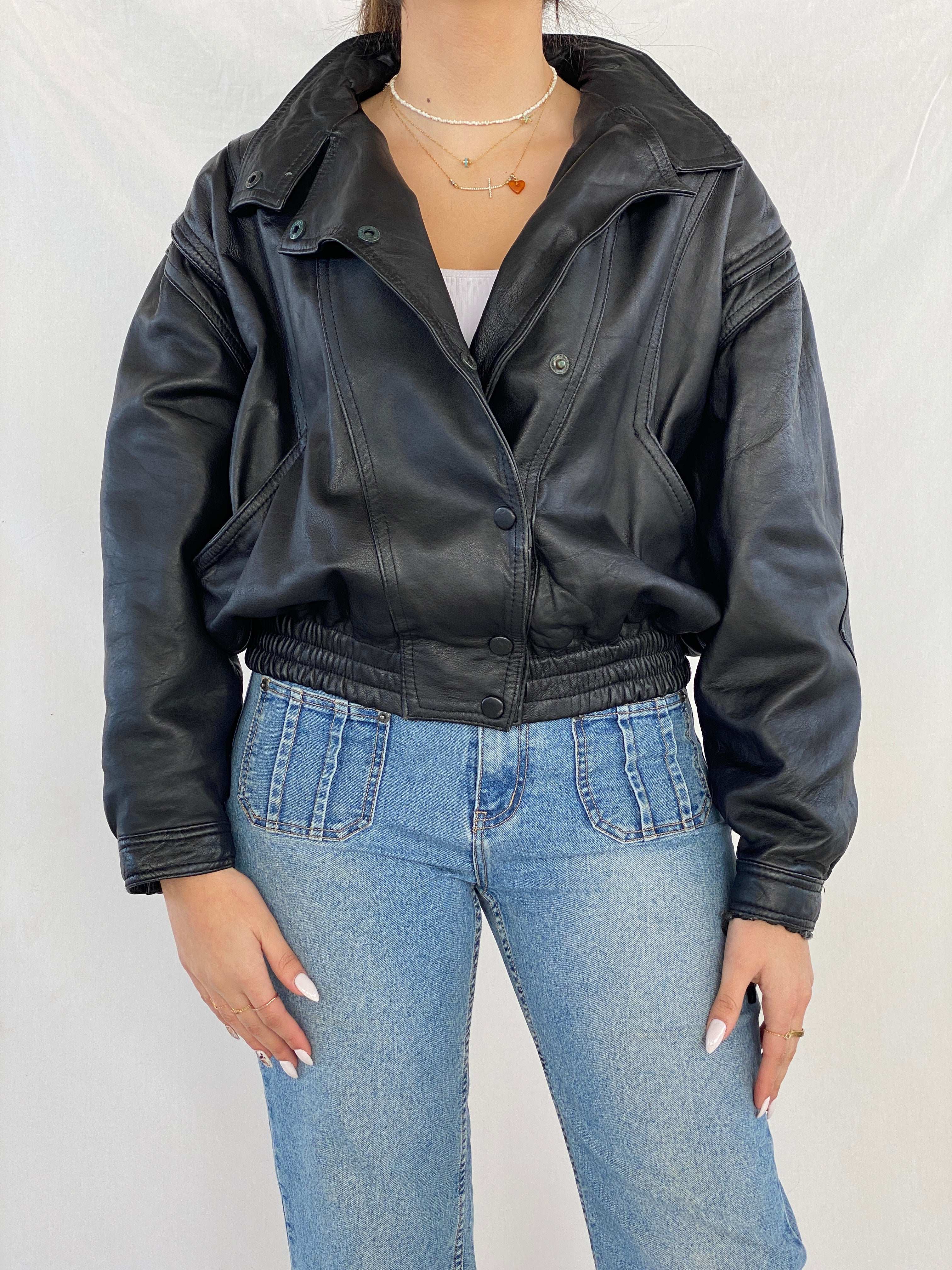 Vintage Bomber Style Genuine Leather Jacket