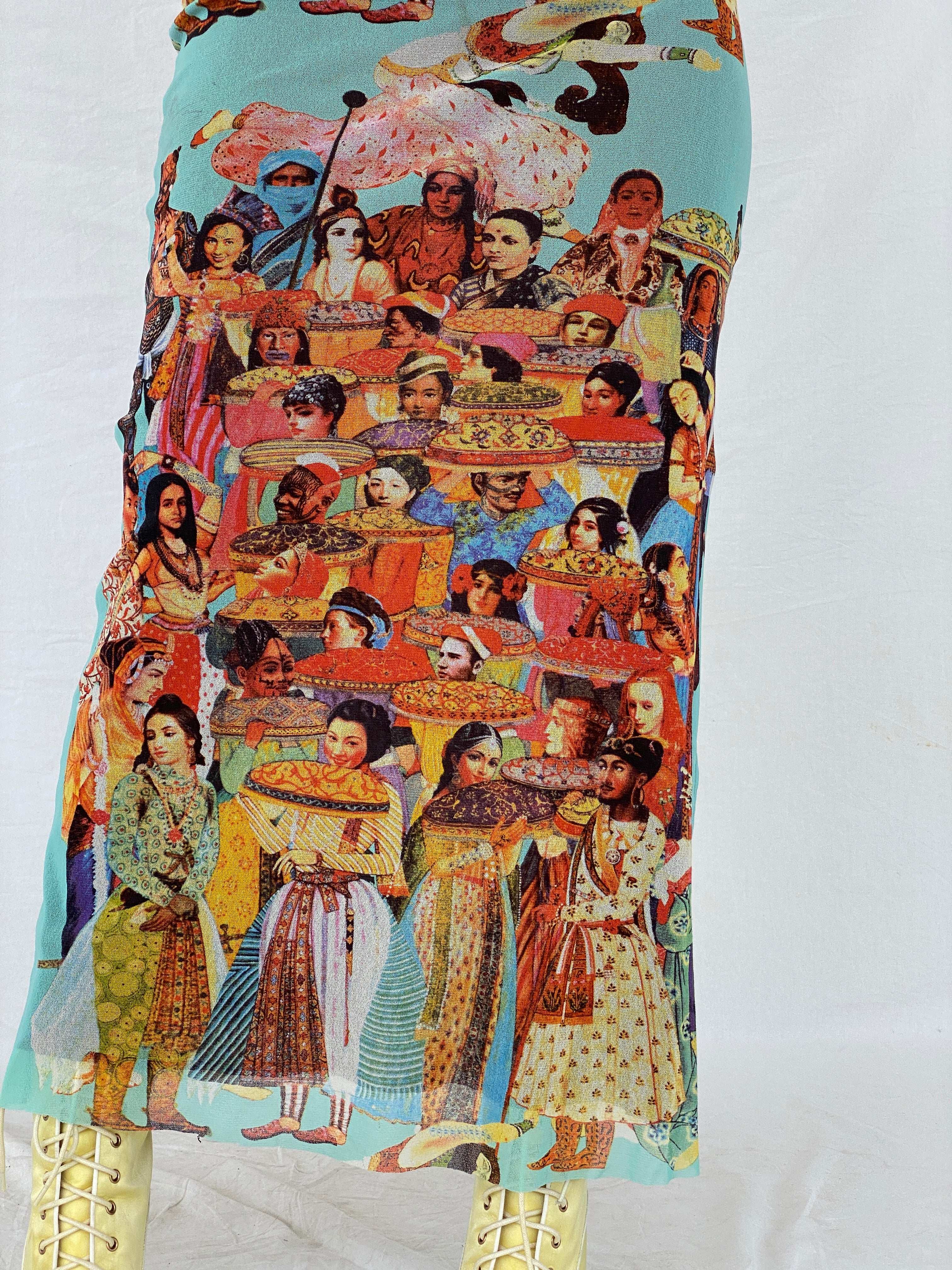 Iconic 1990s JEAN PAUL GAULTIER JPG Jeans Mesh Bollywood Skirt - Balagan Vintage Maxi Skirt 90s, Lana, maxi skirt, NEW IN, rare find, rare vintage, women skirt