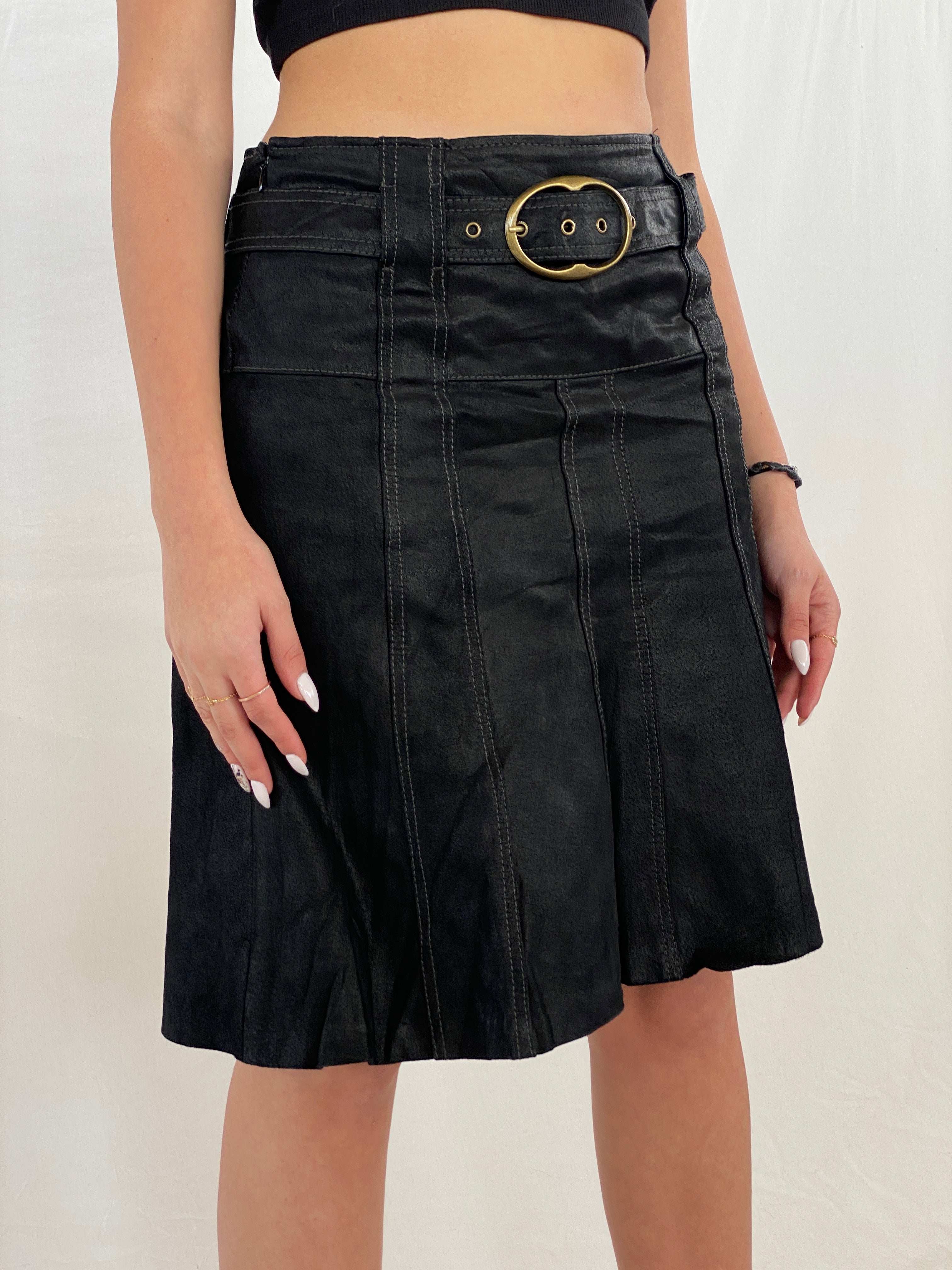 Vintage Arma Genuine Leather Midi Skirt - Balagan Vintage Midi Skirt 90s, genuine leather, Juana, midi skirt, NEW IN