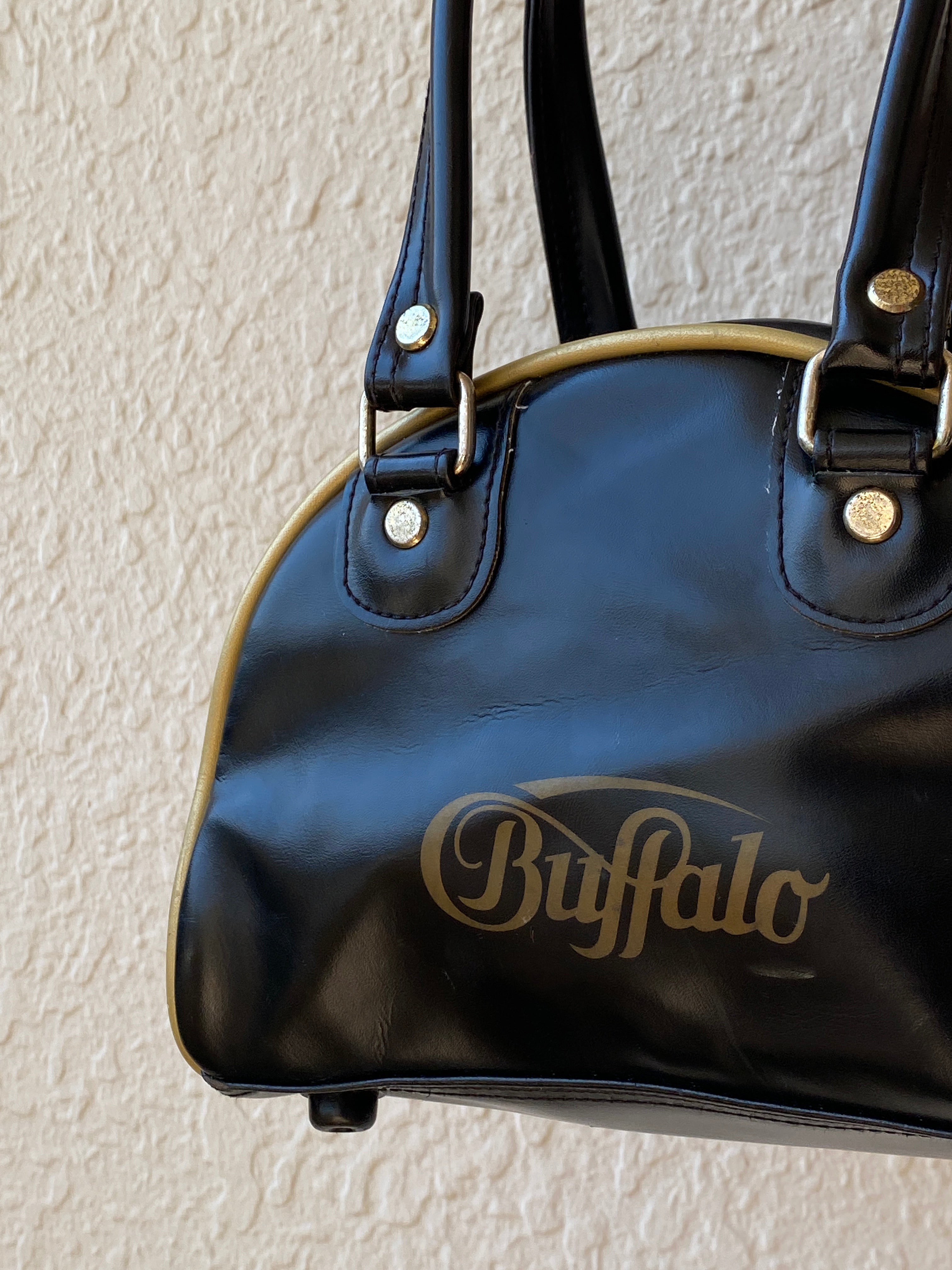 Vintage Y2K Buffalo Black & Gold Mini Bowling Bag